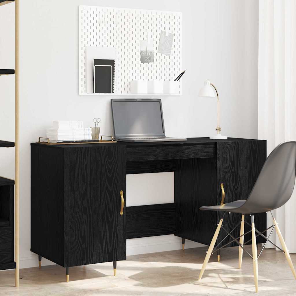 Bureau avec porte Chêne noir 140 x 50 x 75 cm Bois d'ingénierie - XIOS