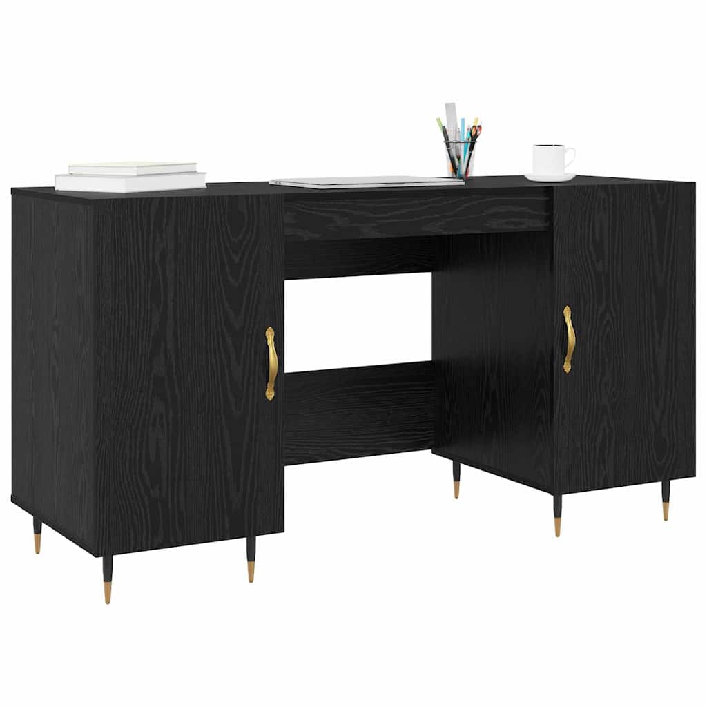 Bureau avec porte Chêne noir 140 x 50 x 75 cm Bois d'ingénierie - XIOS