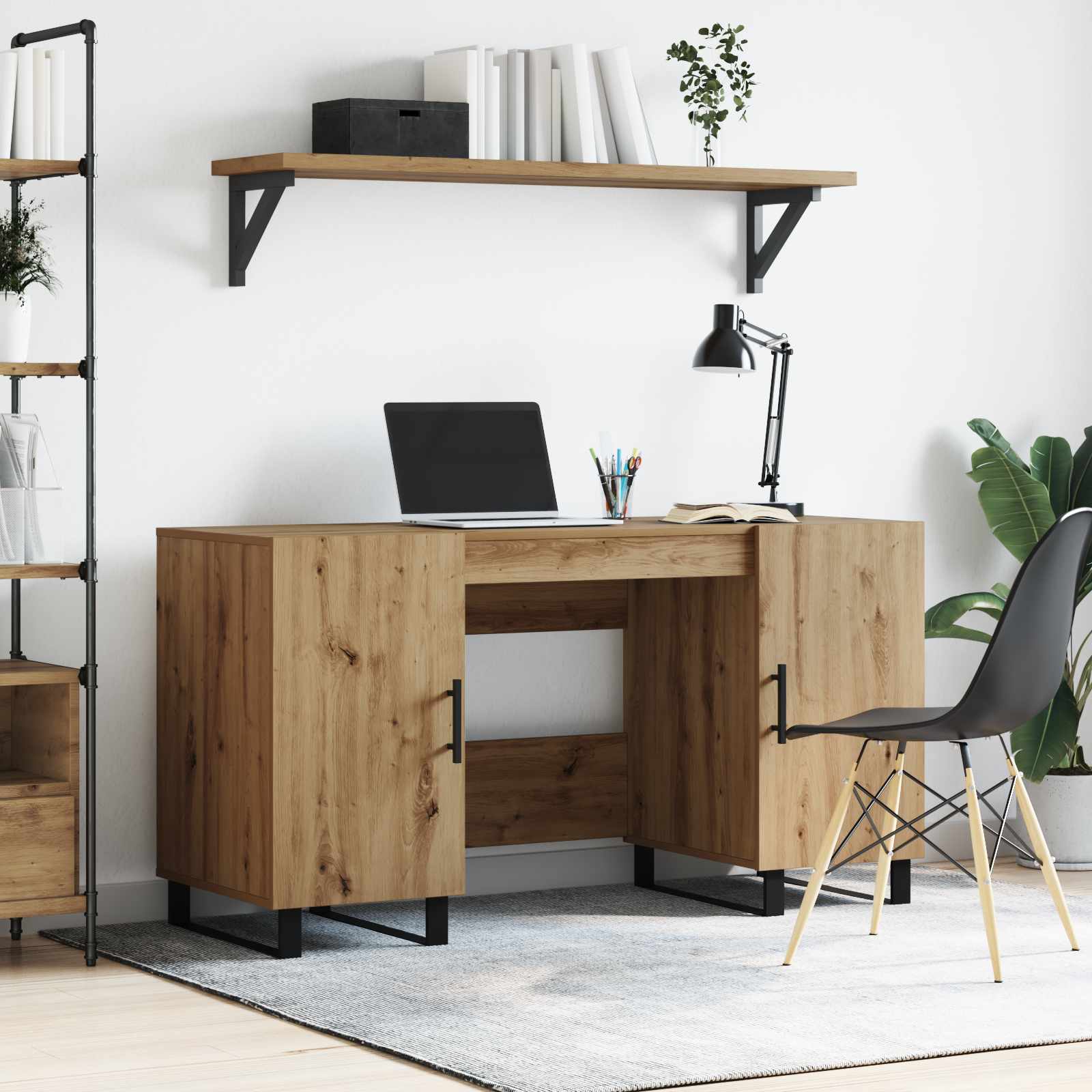 Bureau chêne artisanal 140 x 50 x 75 cm Bois d'ingénierie - XIOS