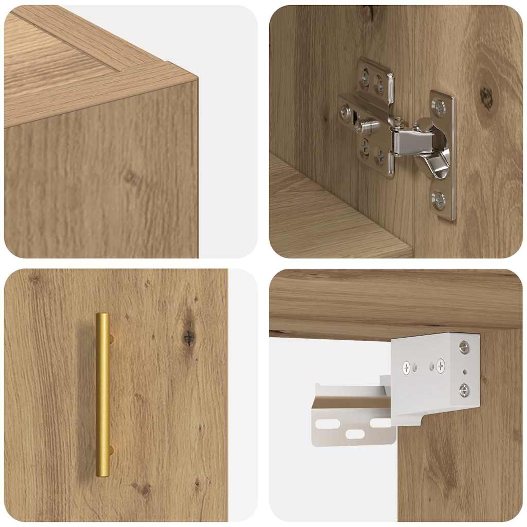 Meuble mural chêne artisanal 60 x 31 x 70 cm Bois d'ingénierie - XIOS