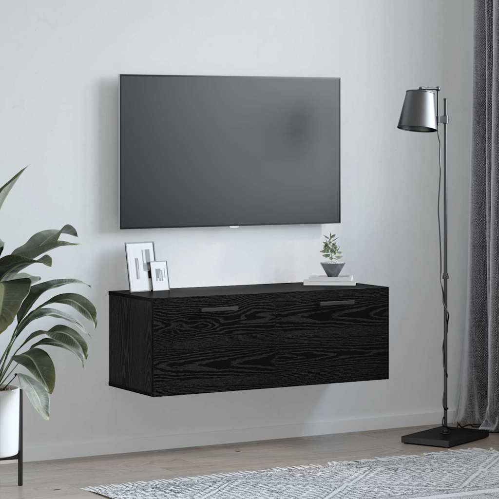 Meuble mural 100 x 36.5 x 35 cm Bois d'ingénierie Chêne noir - XIOS