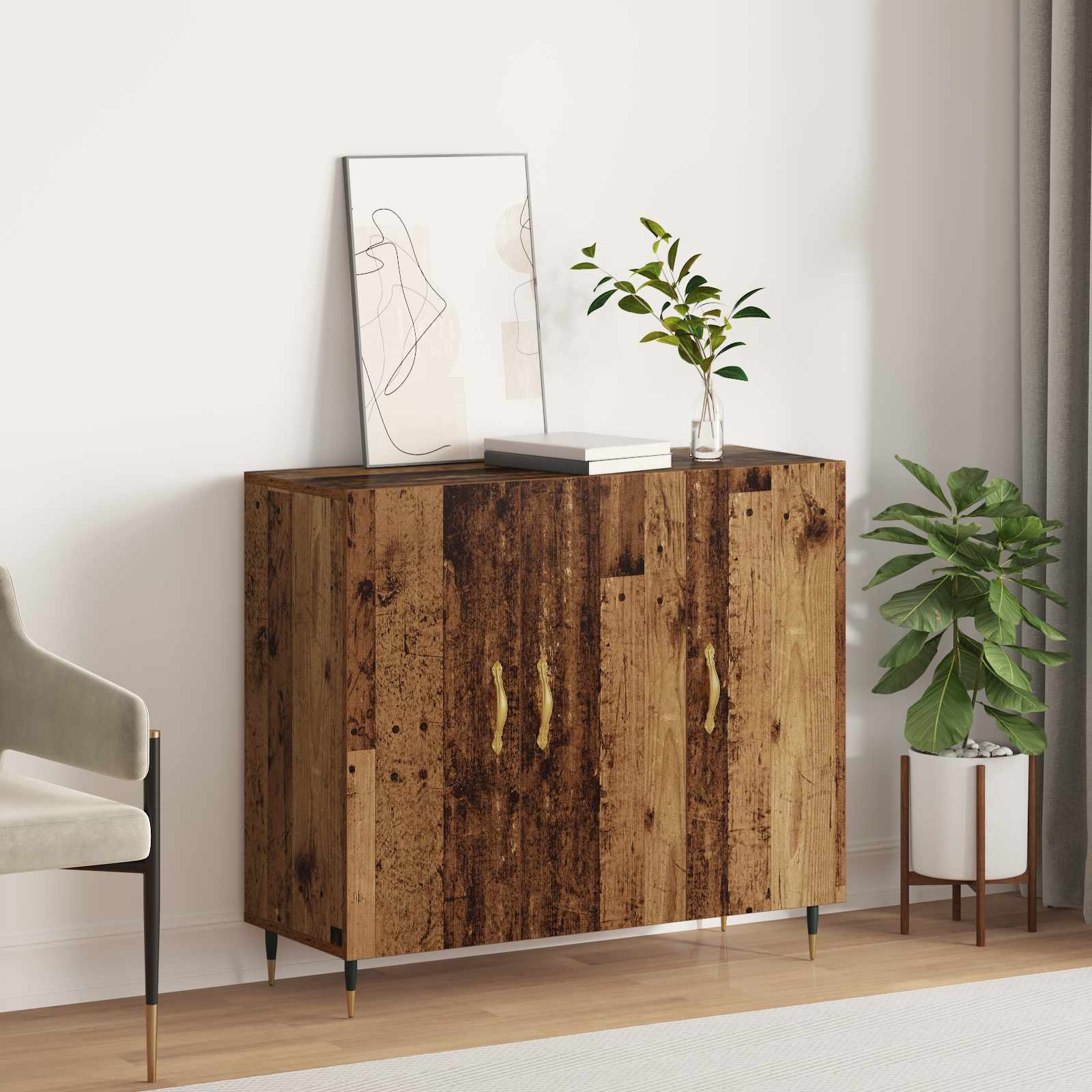 Buffet Bois ancien 90 x 34 x 80 cm Bois d'ingénierie - XIOS