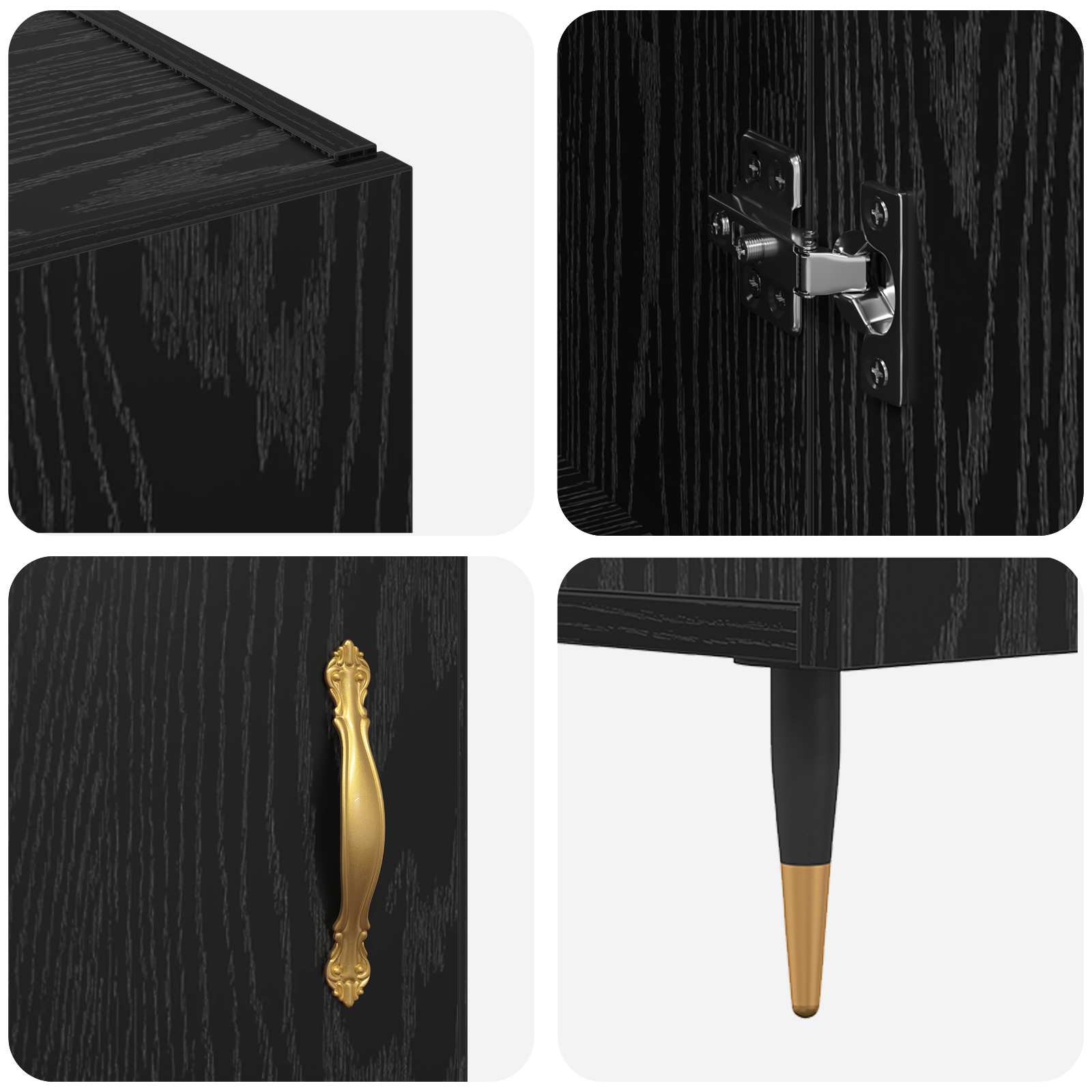 Buffet Chêne noir 90 x 34 x 80 cm Bois d'ingénierie - XIOS
