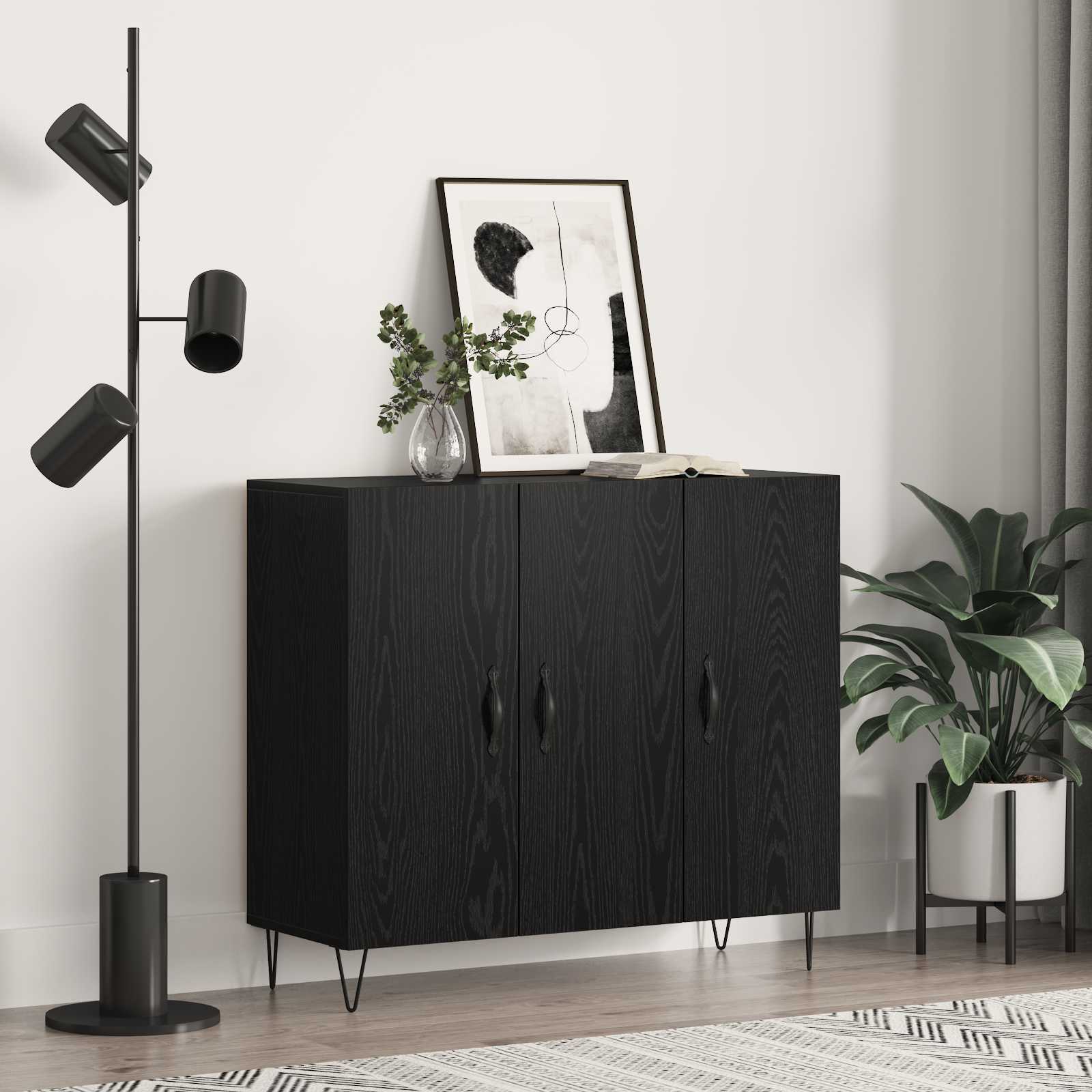 Buffet Chêne noir 90 x 32,5 x 80 cm Bois d'ingénierie - XIOS