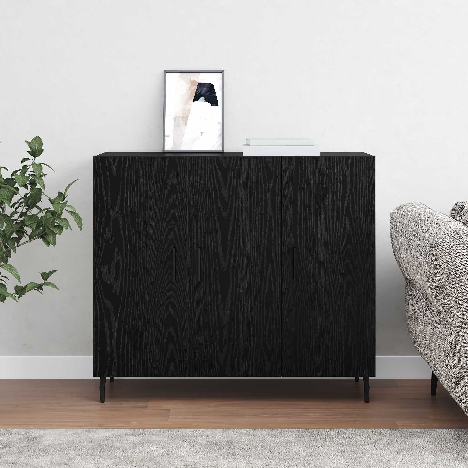 Buffet Chêne noir 90 x 34 x 80 cm Bois d'ingénierie - XIOS