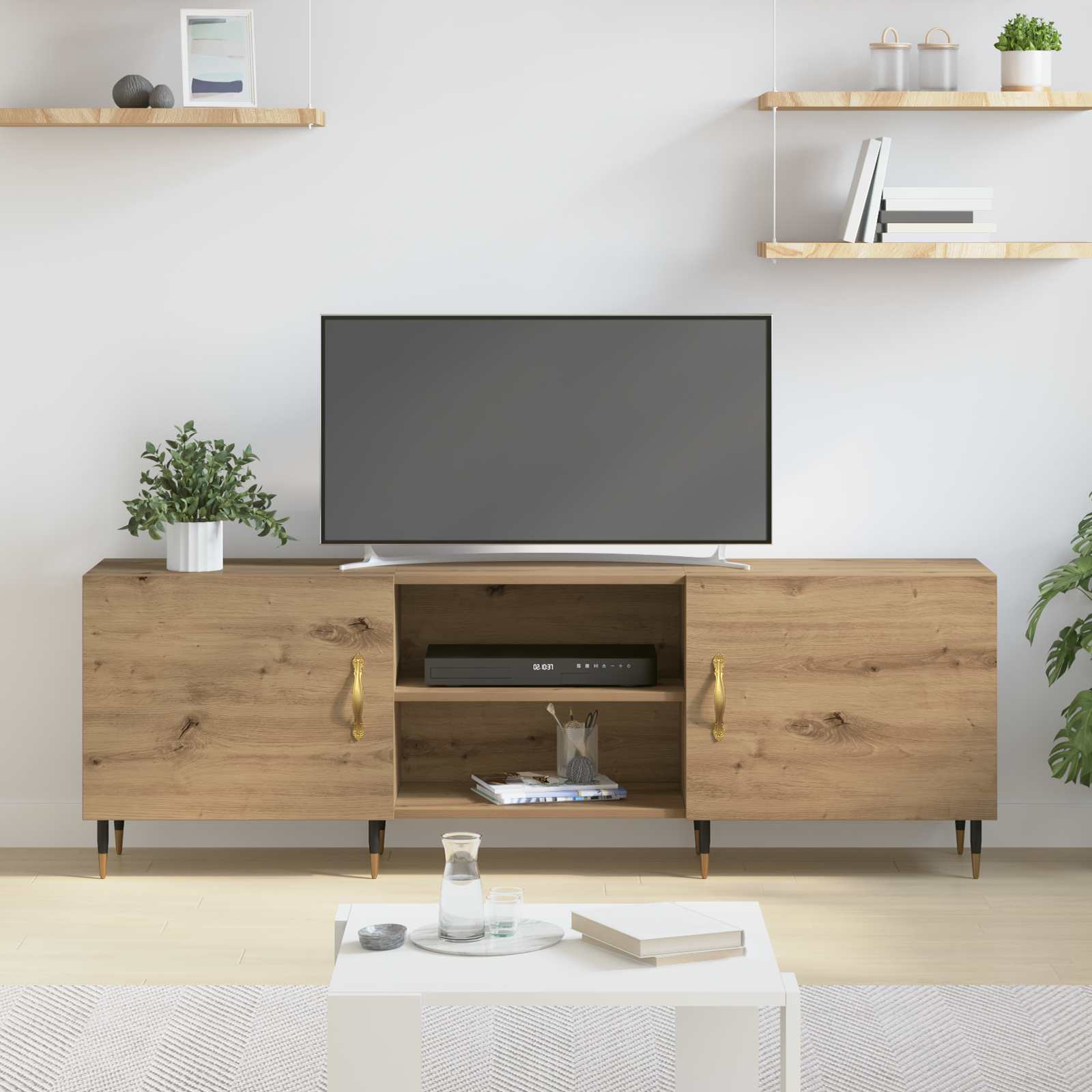 Meuble TV chêne artisanal 150 x 30 x 50 cm Bois d'ingénierie - XIOS