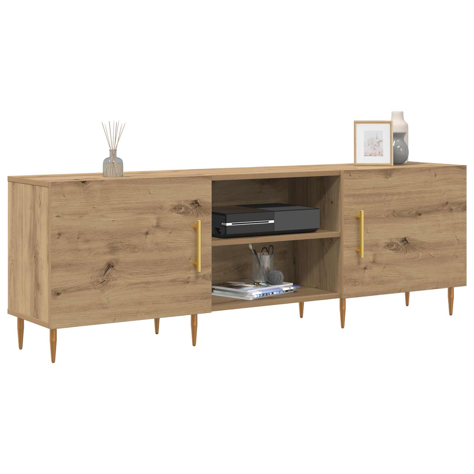 Meuble TV chêne artisanal 150 x 30 x 50 cm Bois d'ingénierie - XIOS