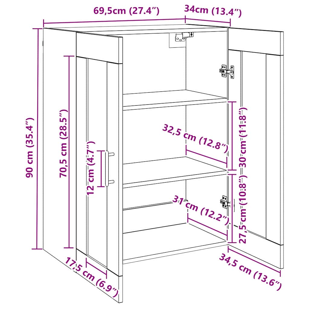 Buffet Marron 69,5 x 34 x 90 cm Bois d'ingénierie - XIOS