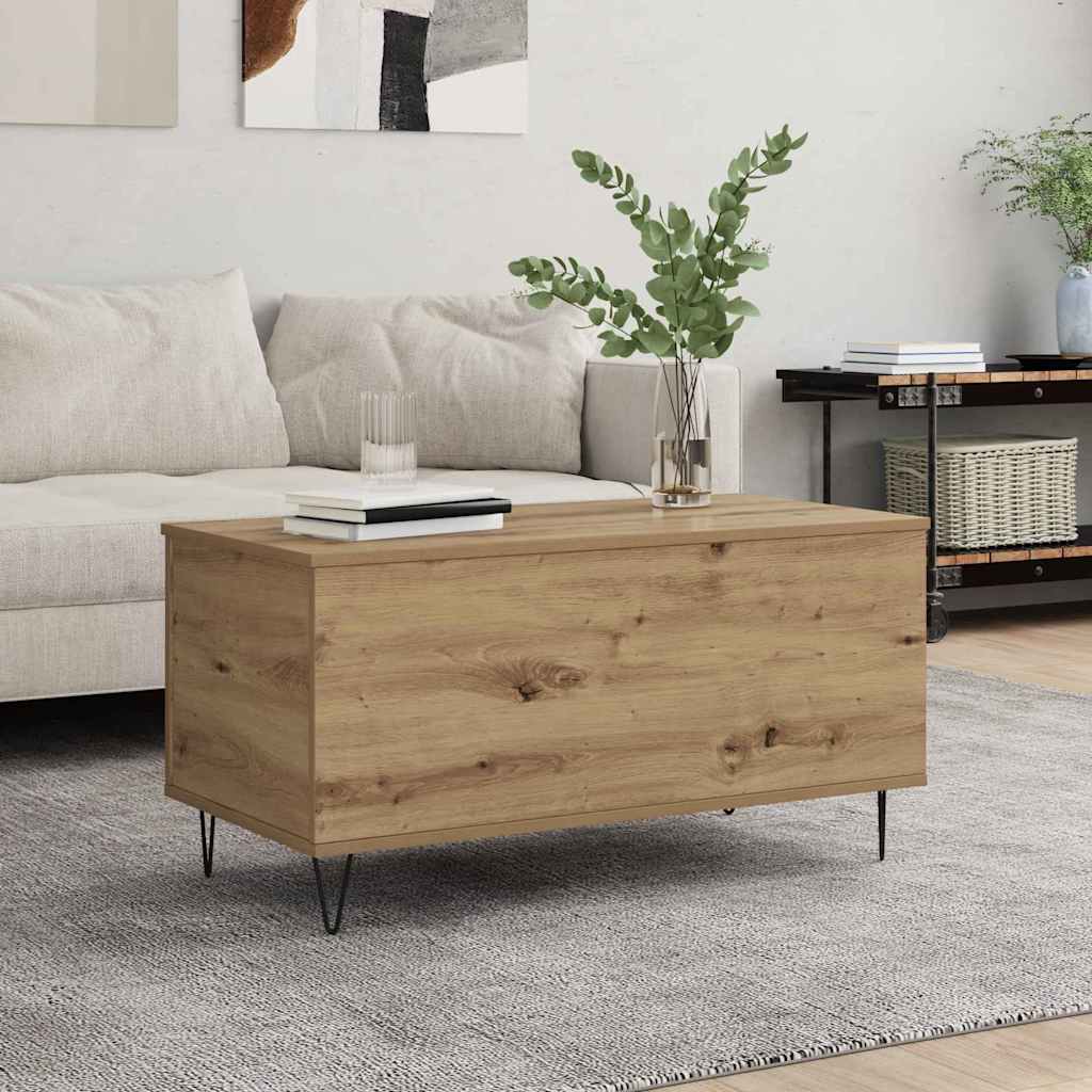 Table basse chêne artisanal 90 x 44.5 x 45 cm Bois d'ingénierie - XIOS