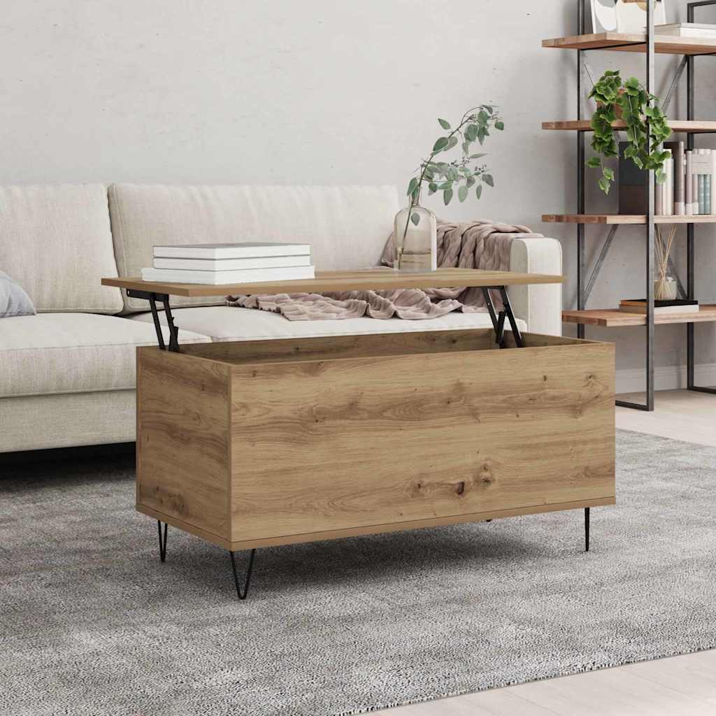 Table basse chêne artisanal 90 x 44.5 x 45 cm Bois d'ingénierie - XIOS