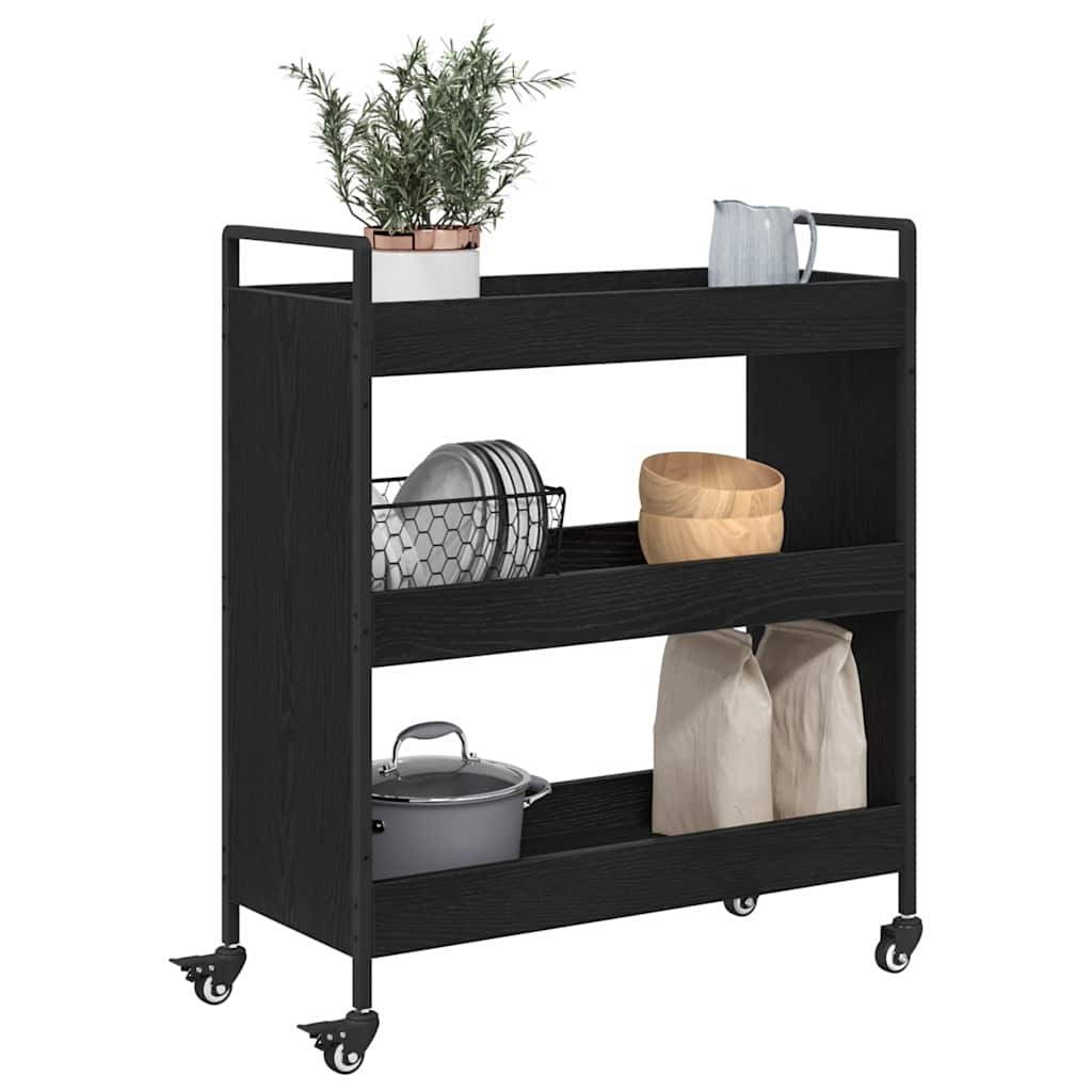 Chariot de cuisine Chêne noir 70 x 30 x 82 cm Bois d'ingénierie - XIOS