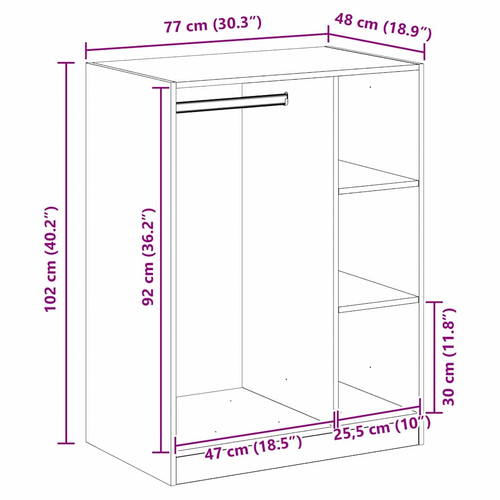 Armoire Bois ancien 77 x 48 x 102 cm Bois d'ingénierie - XIOS