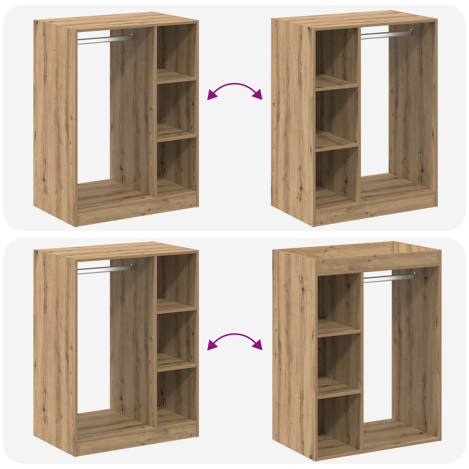 Armoire avec étagère Chêne artisanal 77 x 48 x 102 cm