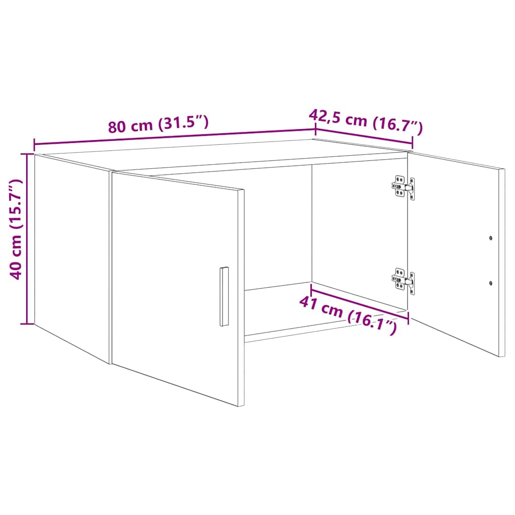 Meuble mural Chêne noir 80 x 42.5 x 40 cm Bois d'ingénierie - XIOS