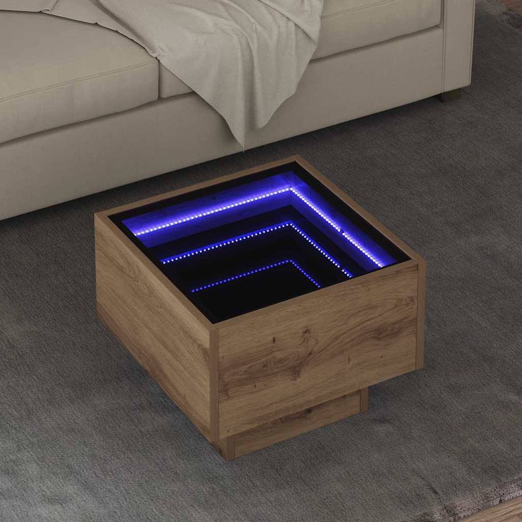 Table basse chêne artisanal 40 x 40 x 30 cm Bois d'ingénierie - XIOS