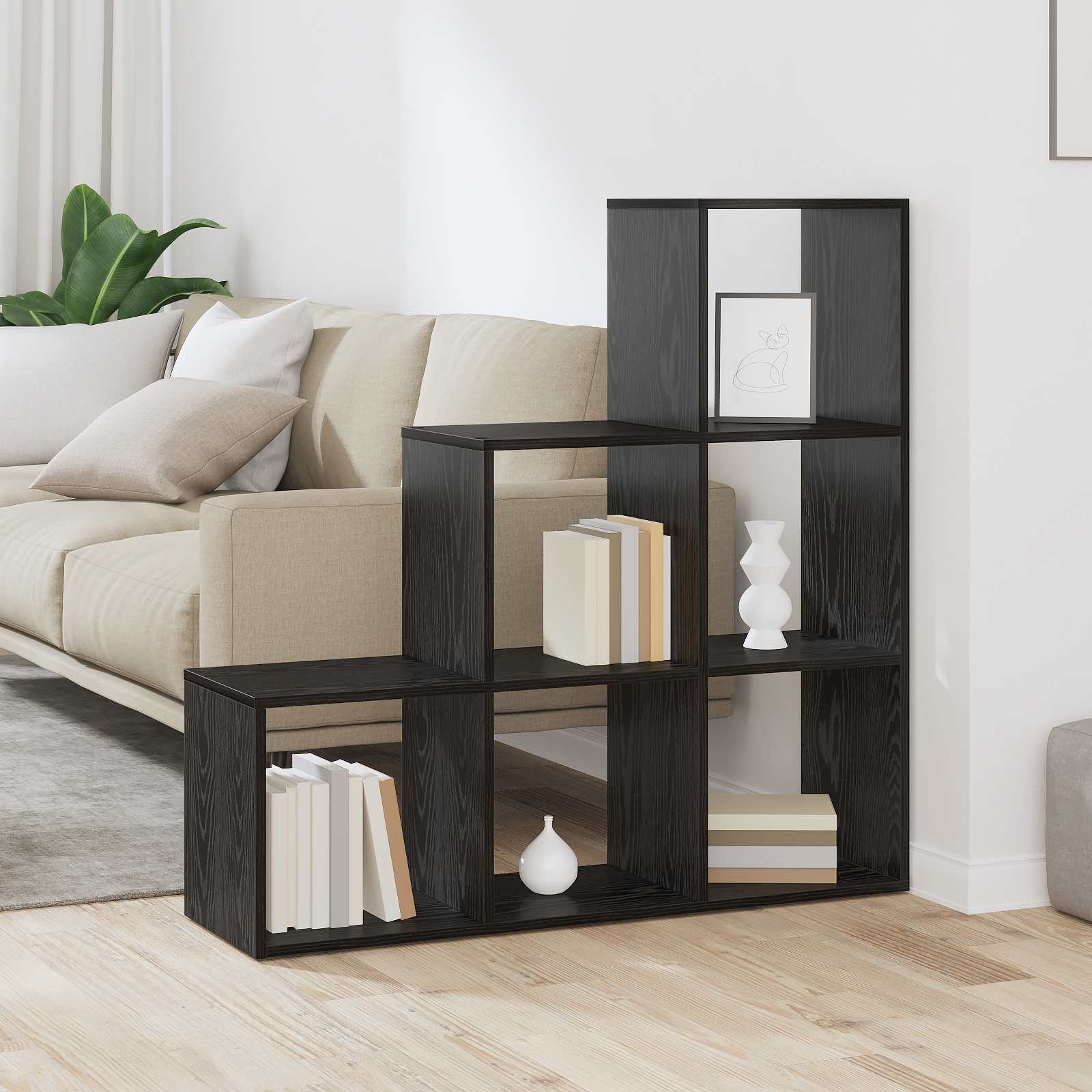 Cloison Bibliothèque Chêne noir 99 x 29 x 99 cm - XIOS