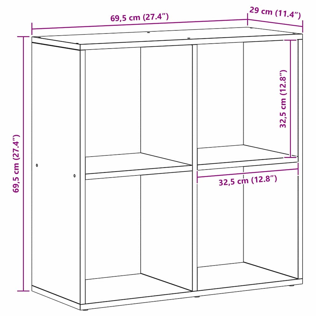 Bibliothèque Noir 69,5 x 29 x 69,5 cm Bois d'ingénierie - XIOS