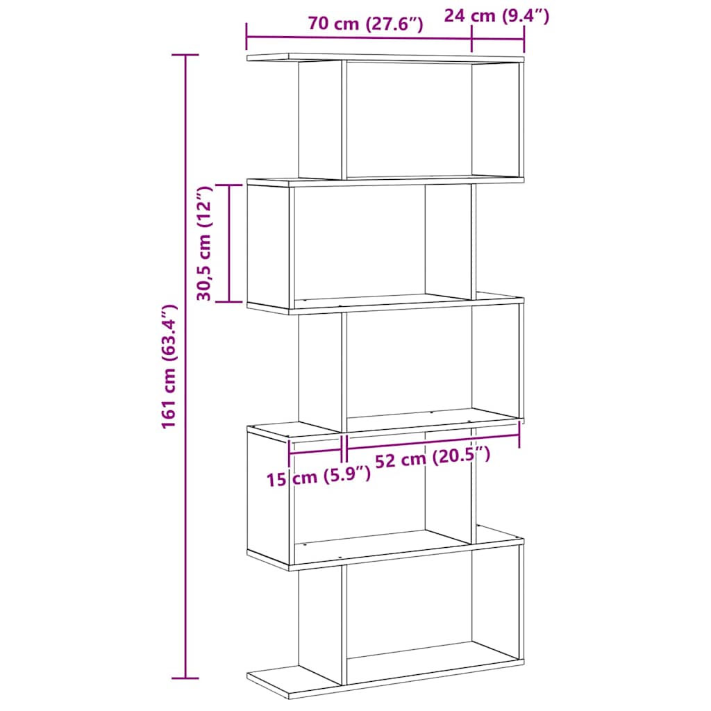 Bibliothèque Marron 70 x 24 x 161 cm Bois d'ingénierie - XIOS