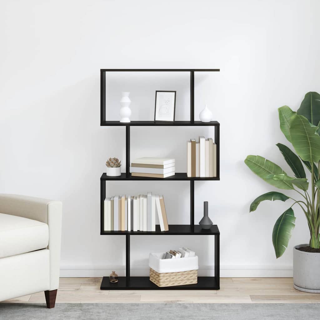 Bibliothèque Noir 70 x 24 x 129 cm Bois d'ingénierie - XIOS