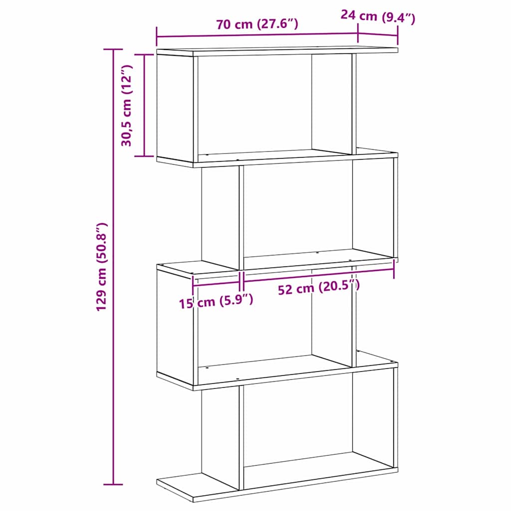 Bibliothèque Noir 70 x 24 x 129 cm Bois d'ingénierie - XIOS