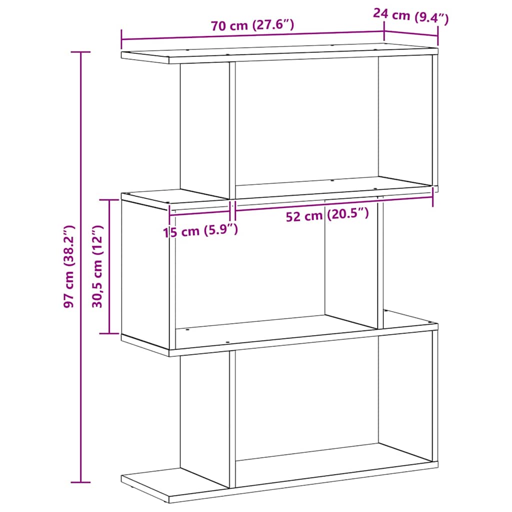 Bibliothèque Gris 70 x 14 x 97 cm Bois d'ingénierie - XIOS