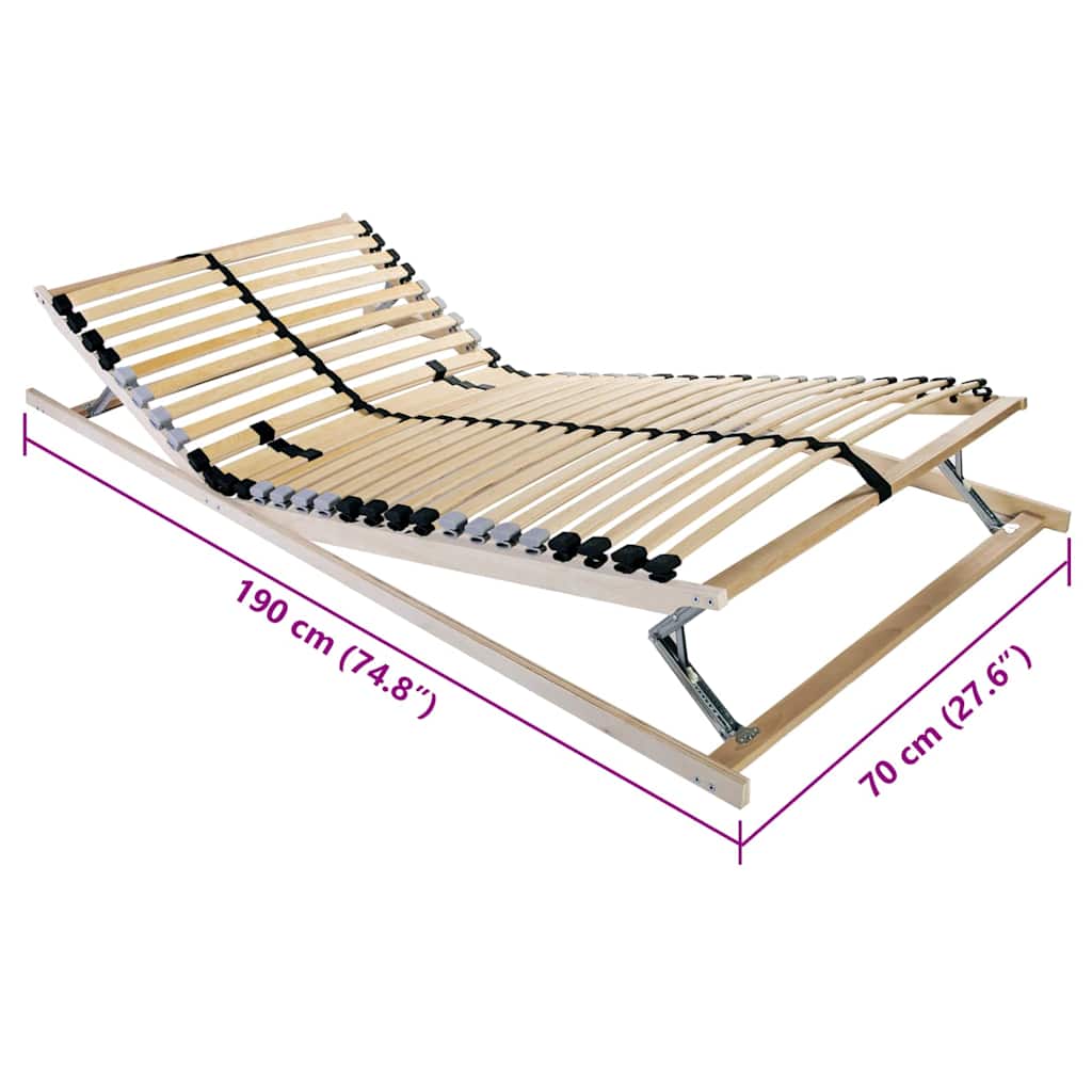 Sommier à lattes Marron 70 x 190 cm Bois de hêtre massif - XIOS