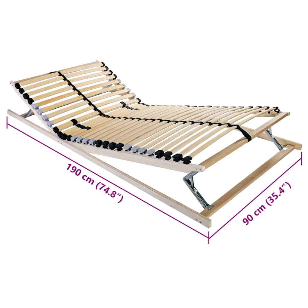 Sommier à lattes Marron 90 x 190 cm Bois de hêtre massif - XIOS