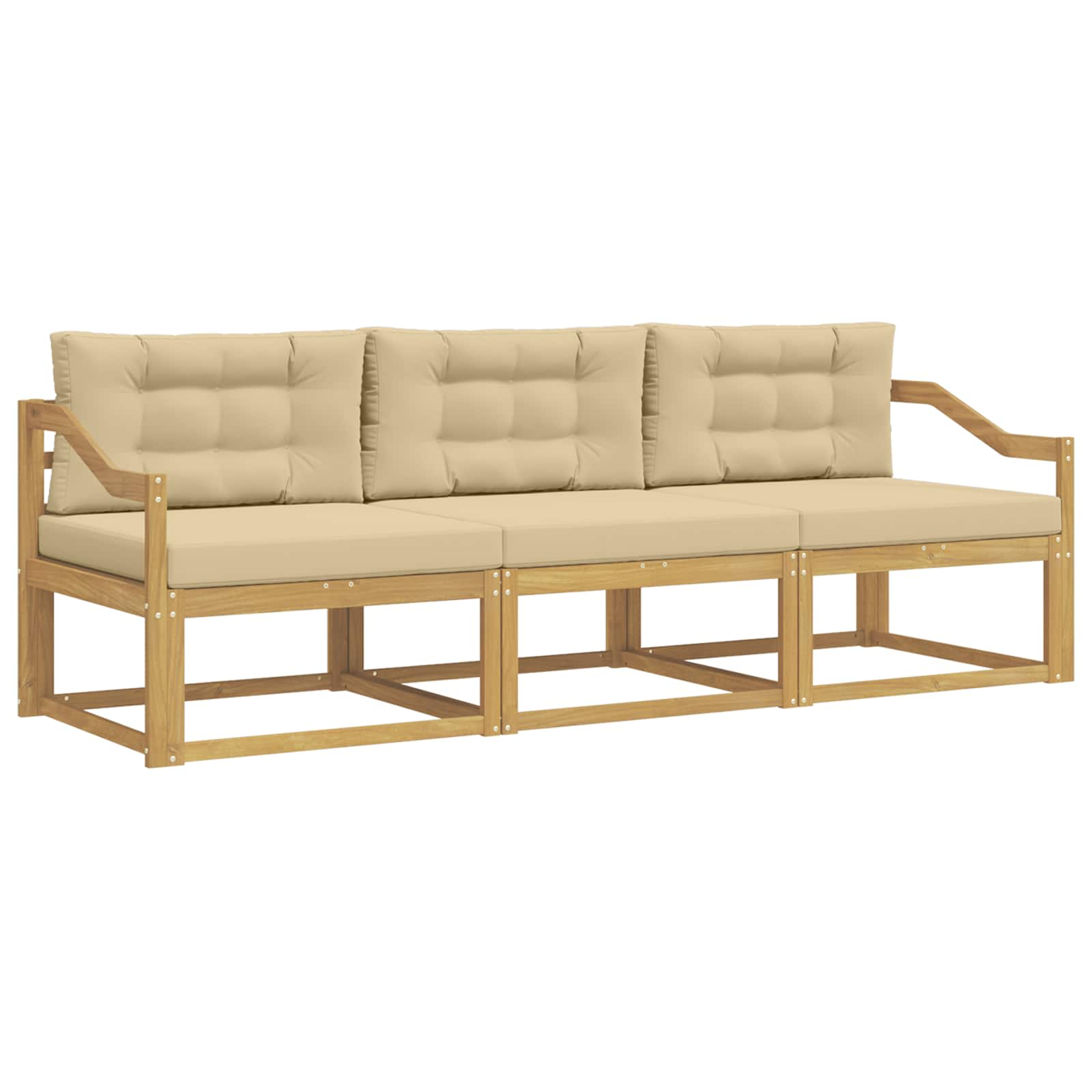 Ensemble de canapés d'extérieur 3 pcs Blanc et Beige Polyester - XIOS