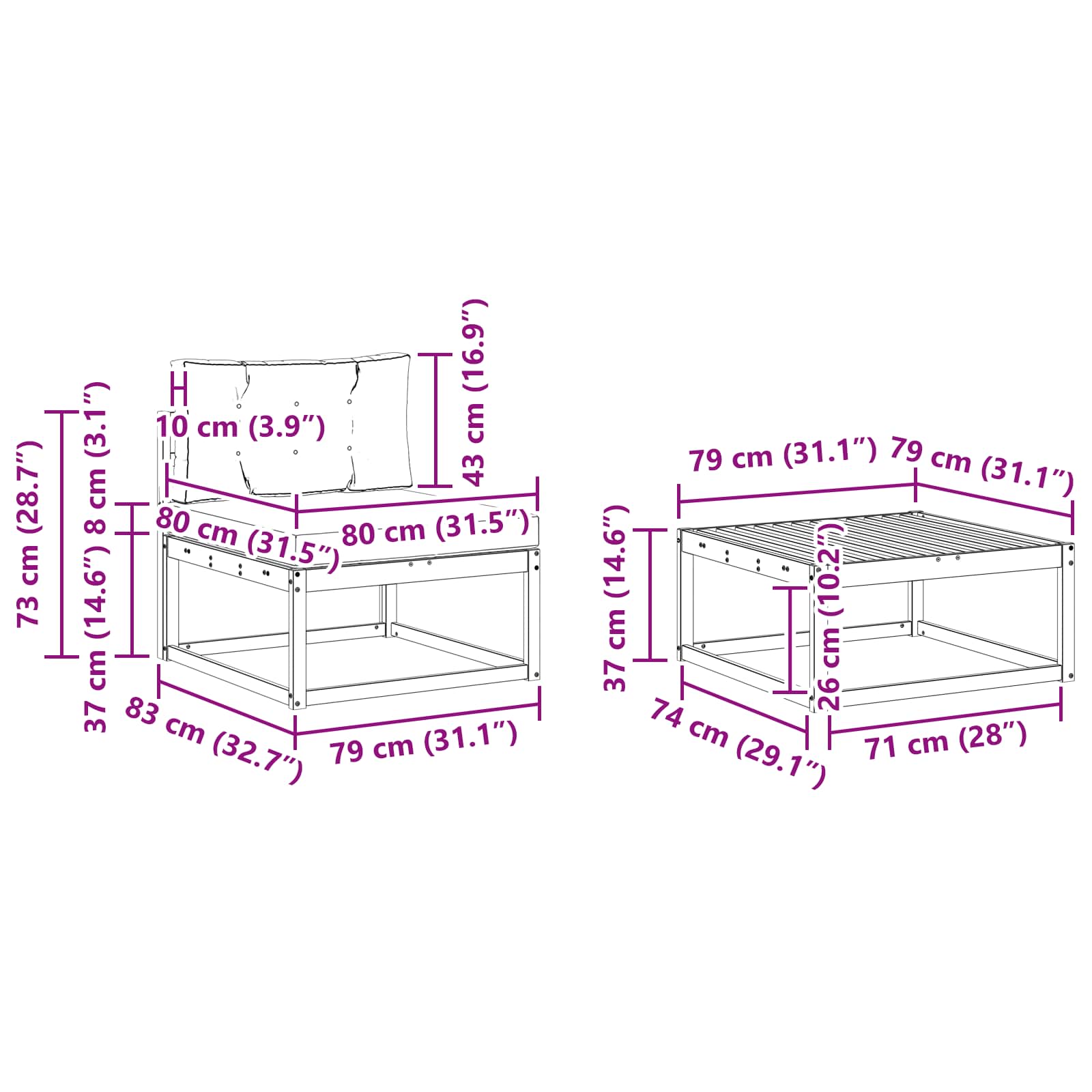 Ensemble de canapés d'extérieur 4 pcs Blanc et Beige - XIOS