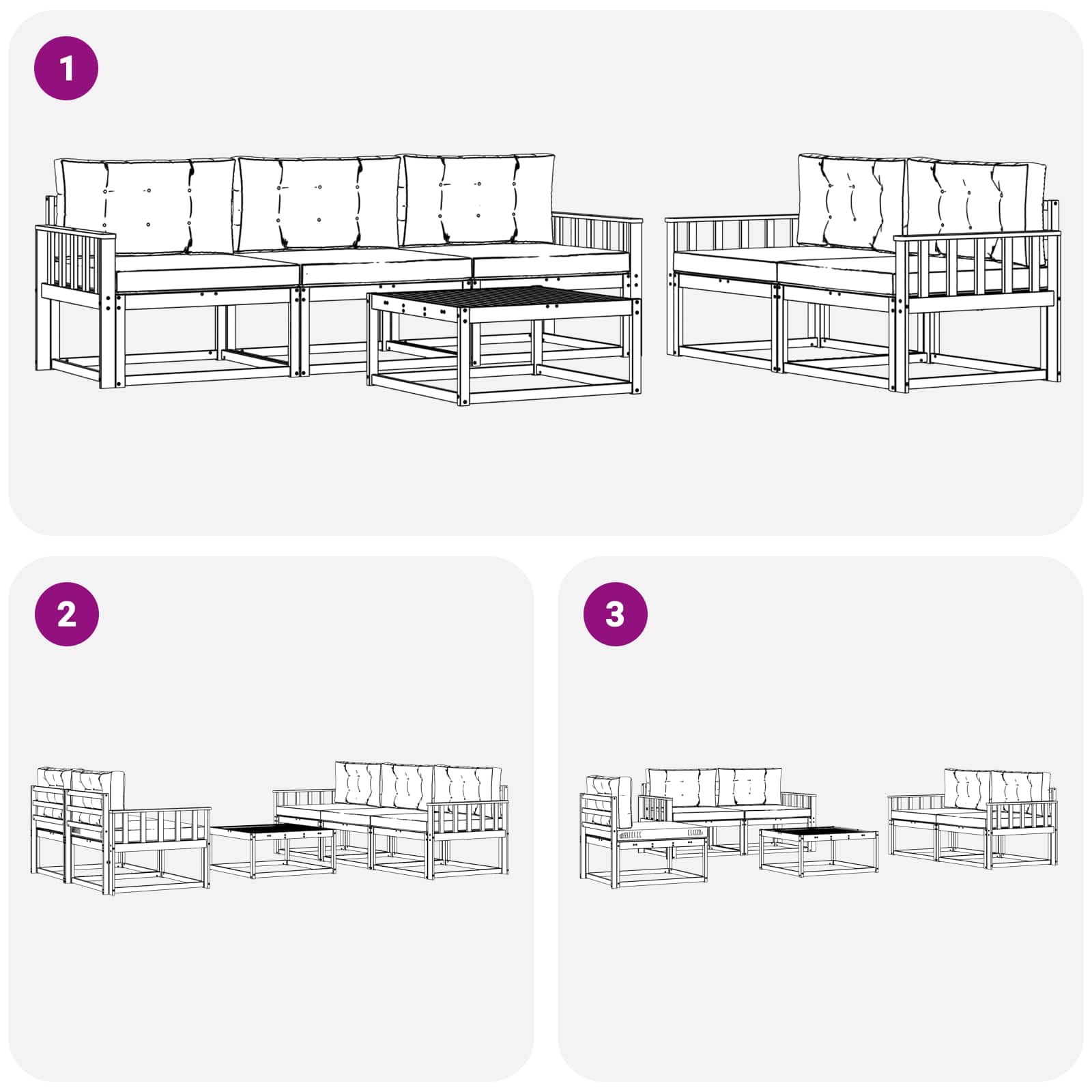 Ensemble de canapés d'extérieur 6 pcs Blanc et gris clair - XIOS