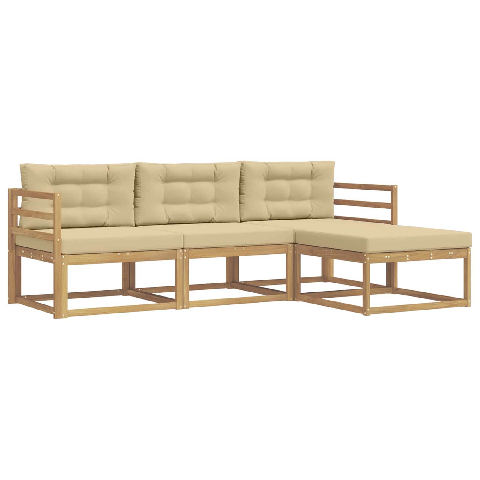 Ensemble de canapés d'extérieur 4 pcs Blanc et Beige Polyester - XIOS