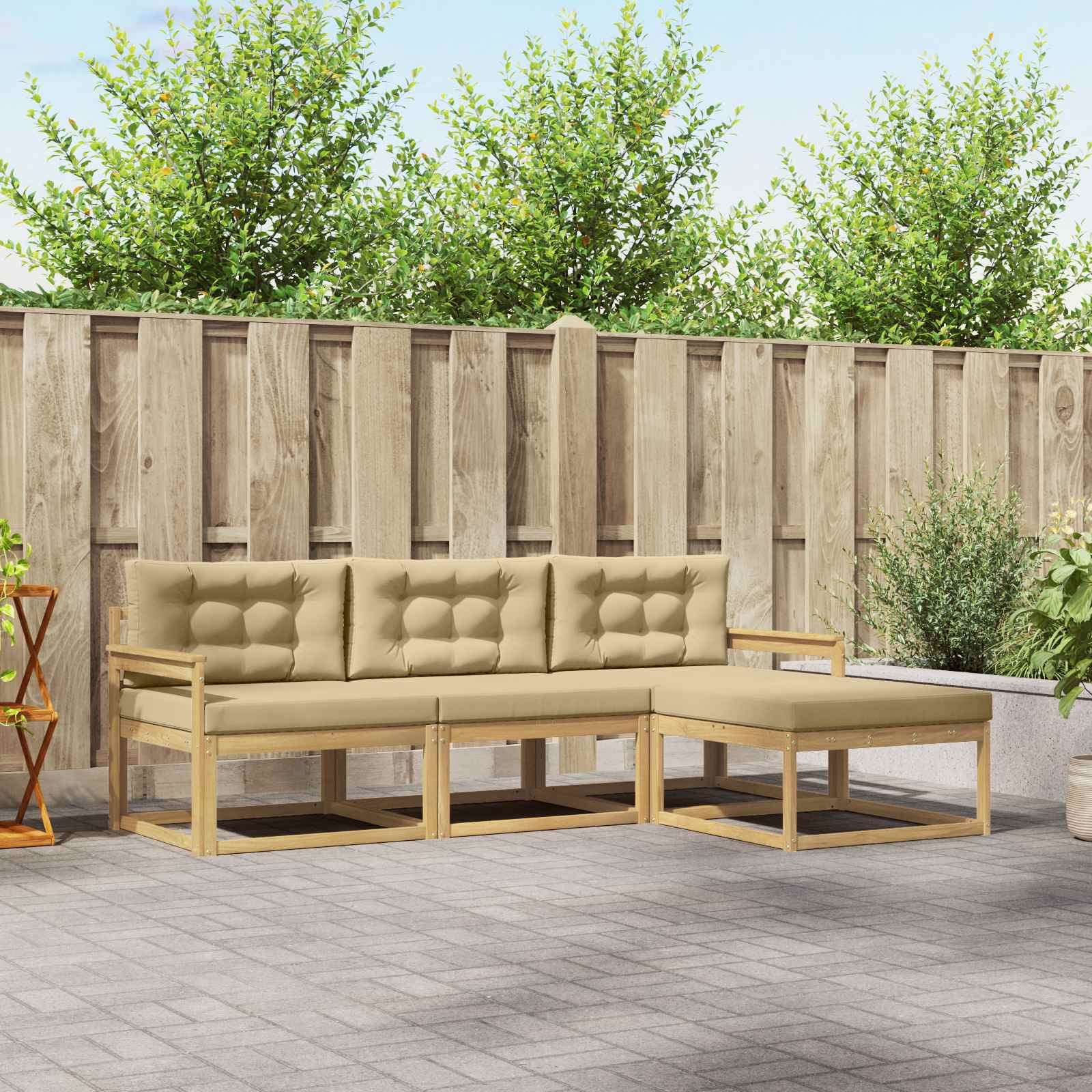 Ensemble de canapés d'extérieur 4 pcs Blanc et Beige Polyester - XIOS