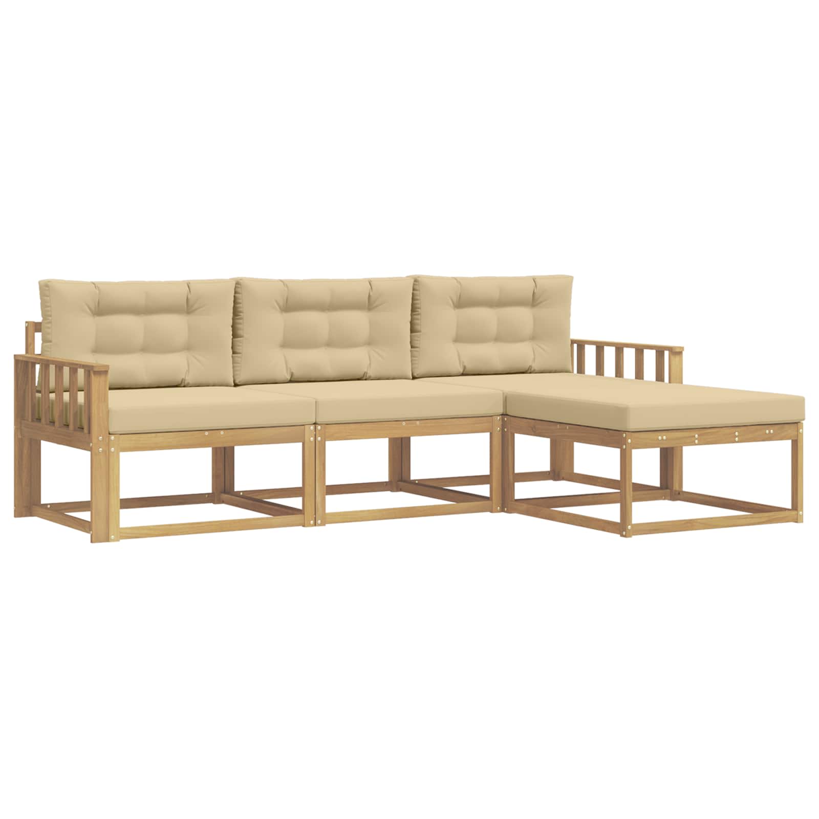 Ensemble de canapés d'extérieur 4 pcs Blanc et Beige Polyester - XIOS