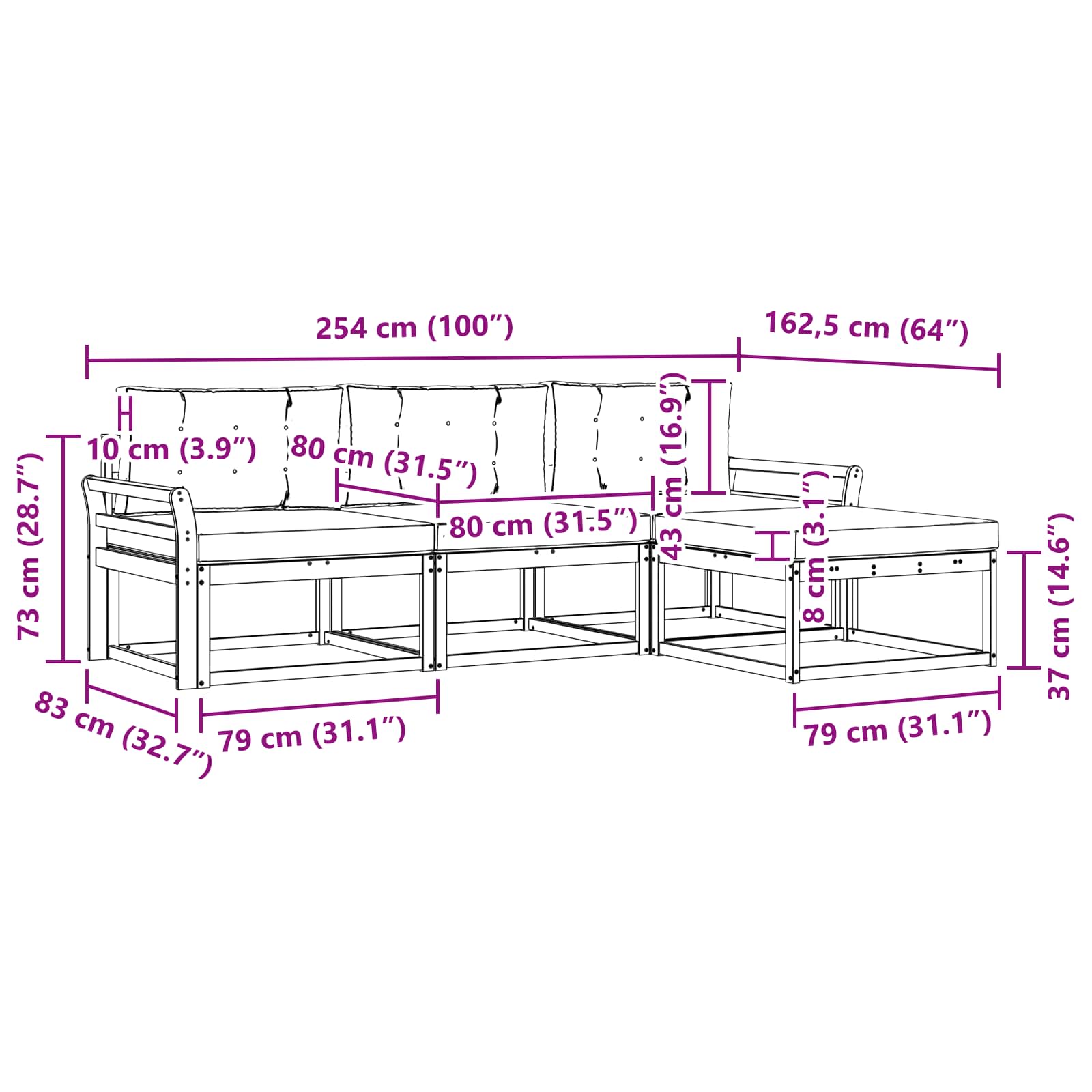 Ensemble de canapés d'extérieur 4 pcs Blanc et crème Polyester - XIOS