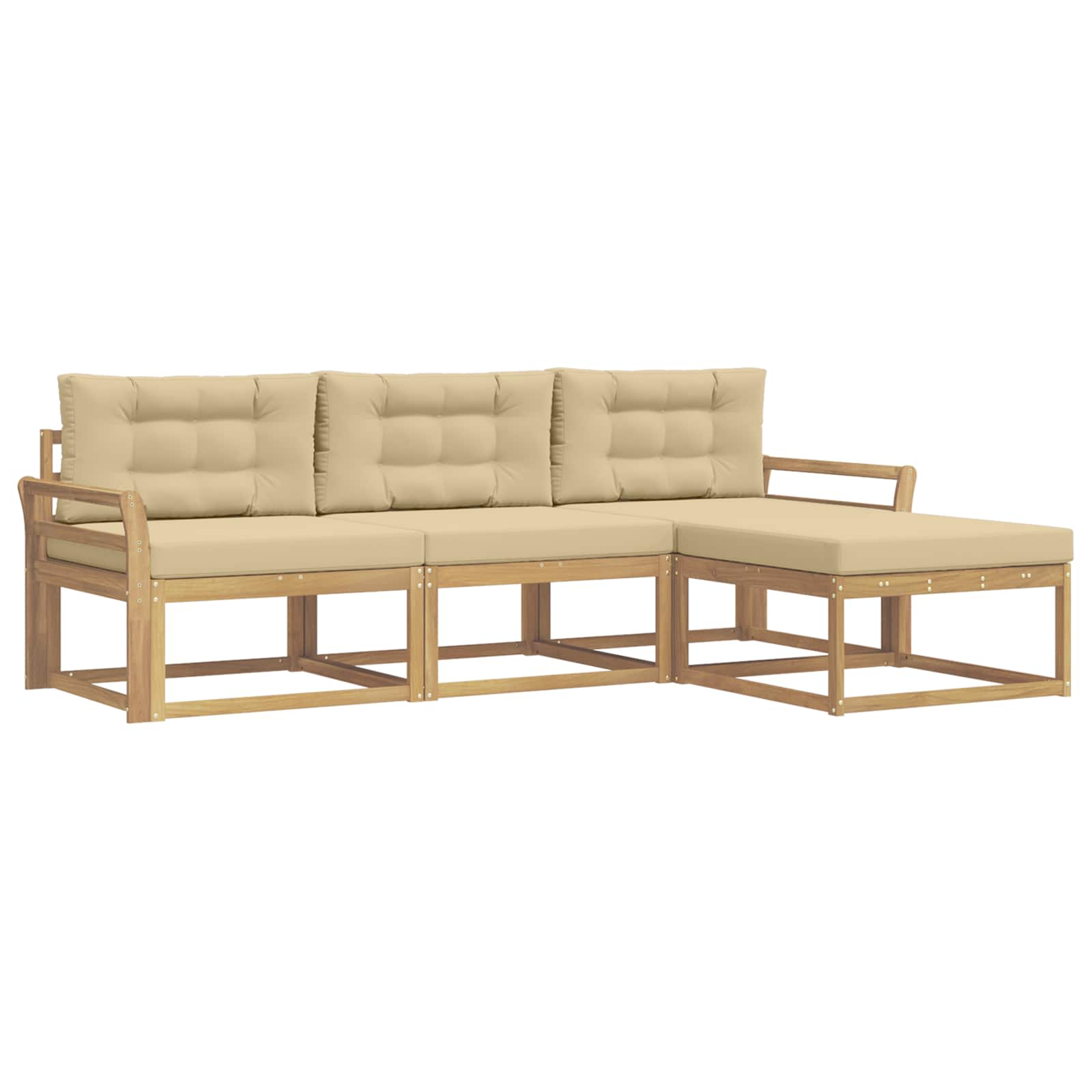 Ensemble de canapés d'extérieur 4 pcs Blanc et Beige Polyester - XIOS