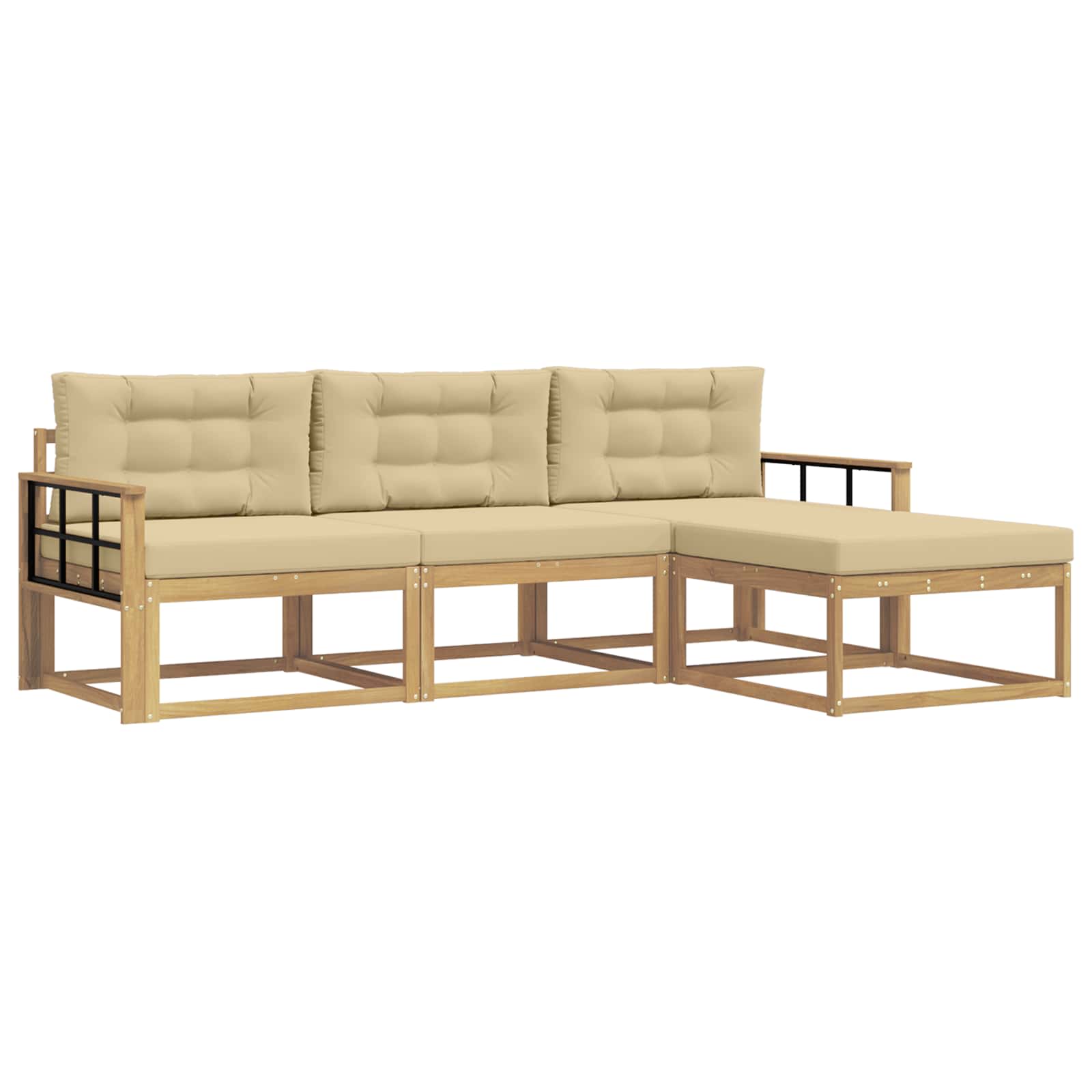 Ensemble de canapés d'extérieur 4 pc Blanc et Beige Polyester