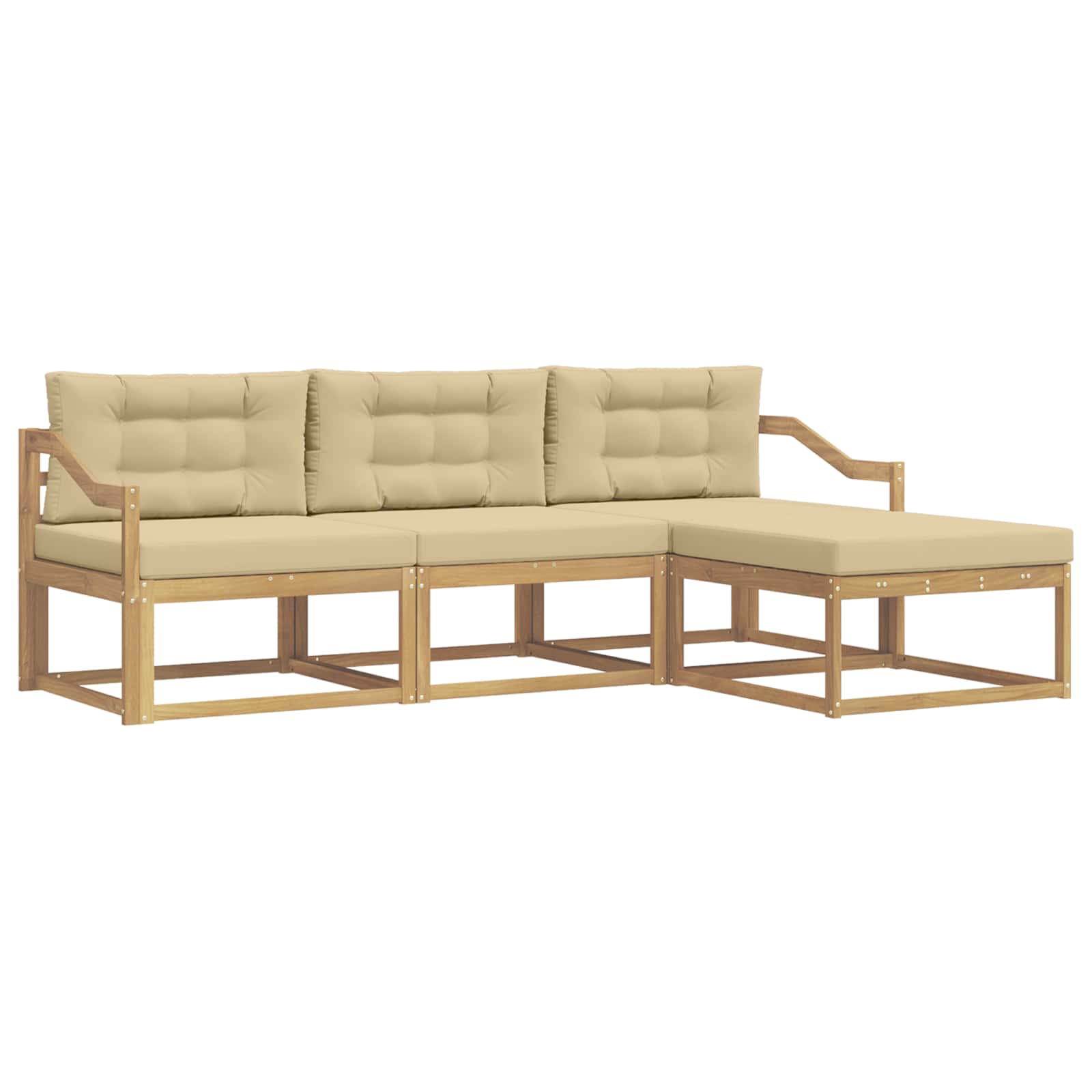 Ensemble de canapés d'extérieur 4 pcs Blanc et Beige Polyester - XIOS