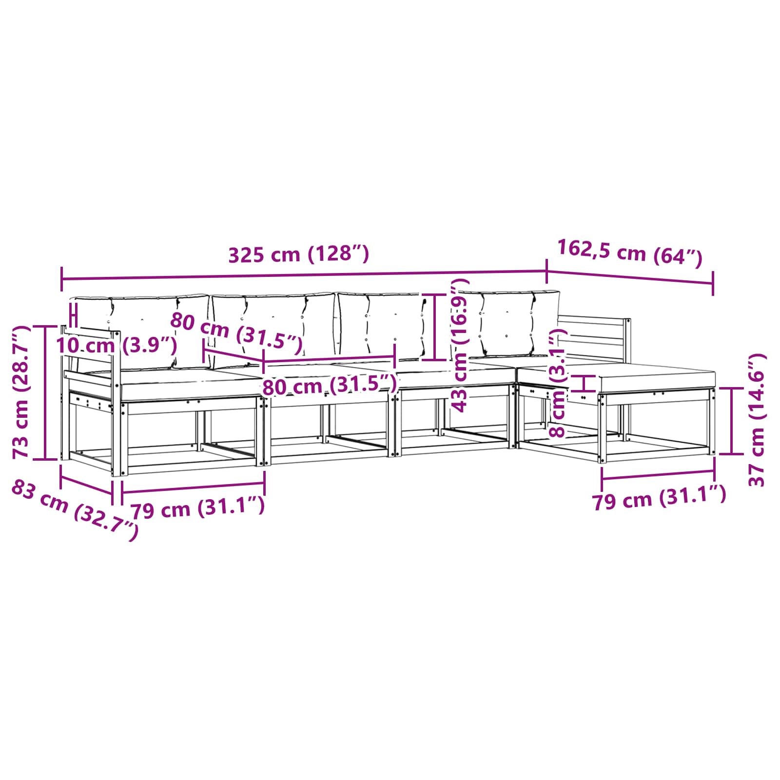 Ensemble de canapés d'extérieur 4 pcs Blanc et Beige Polyester - XIOS