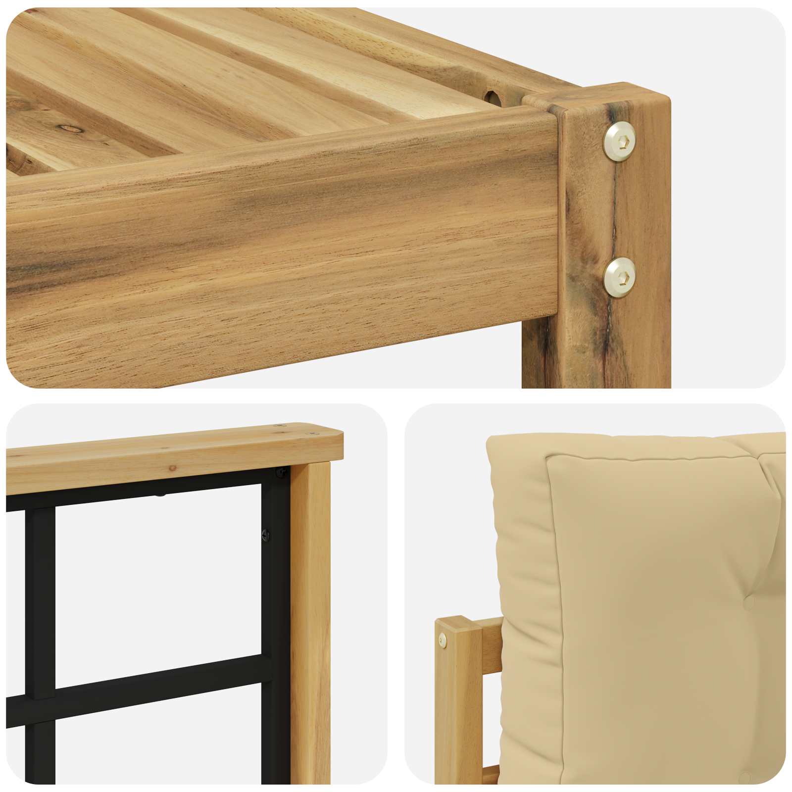Ensemble de canapés d'extérieur 4 pcs Blanc et Beige Polyester - XIOS