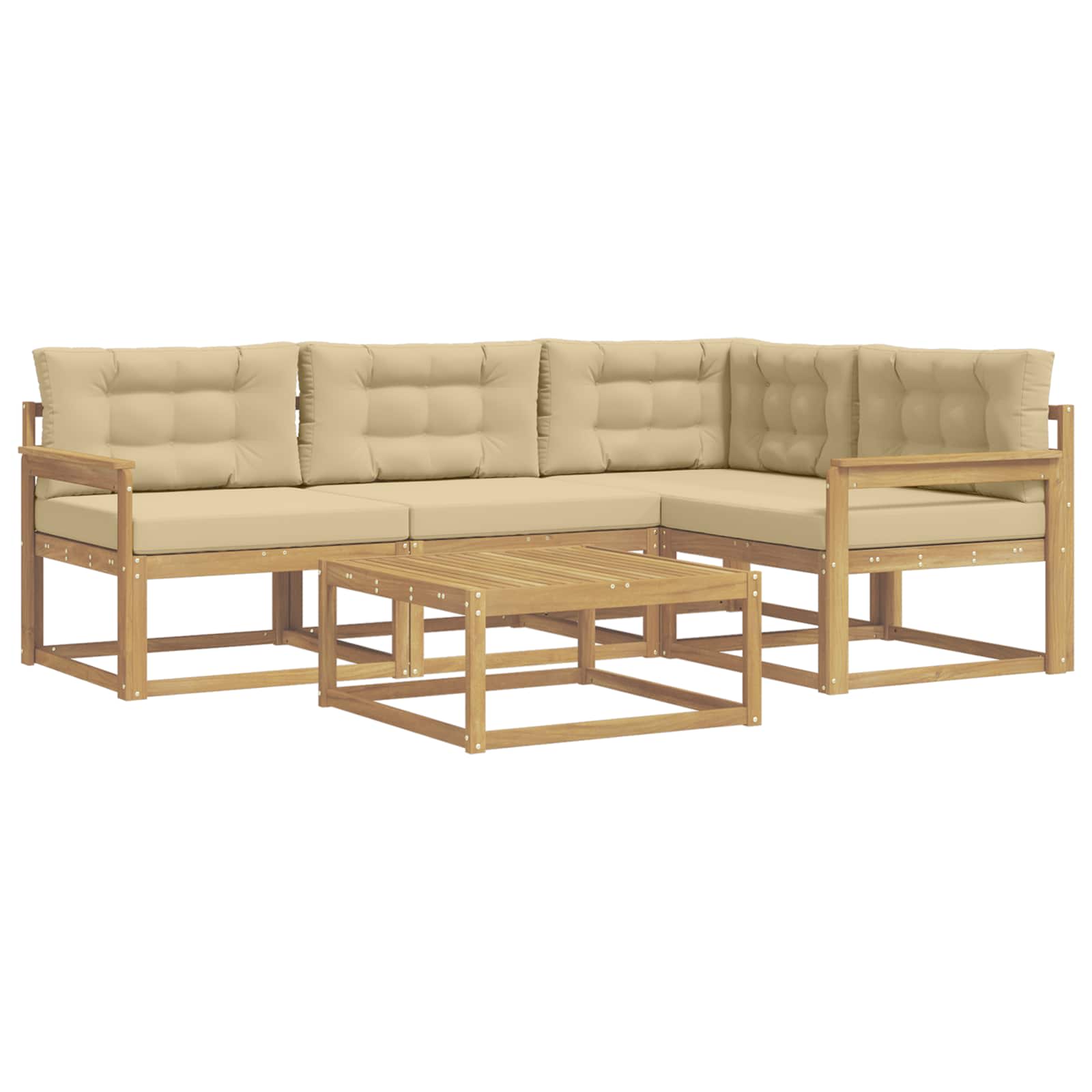 Ensemble de canapés d'extérieur 5 pc Blanc et Beige Polyester