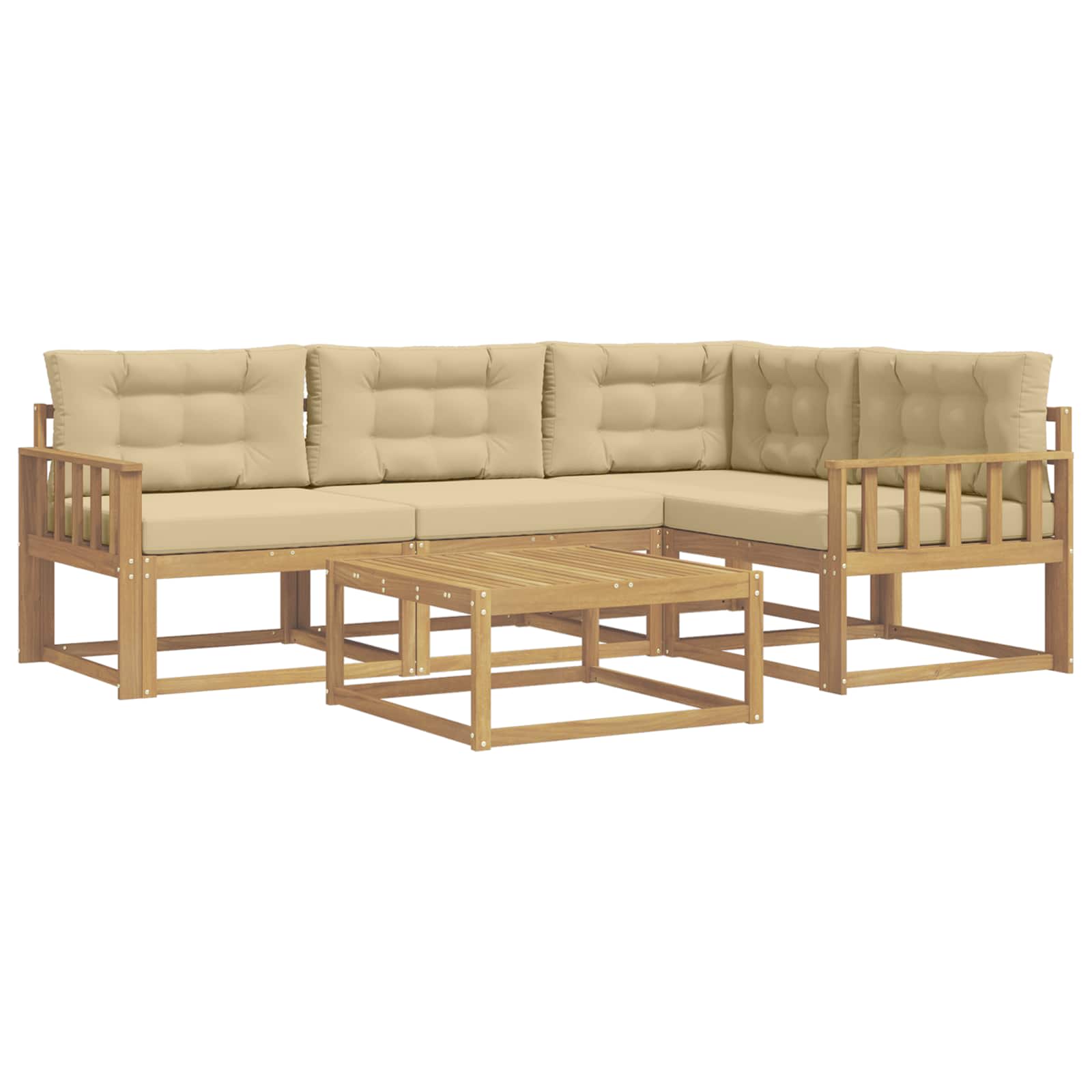 Ensemble de canapés d'extérieur 5 pc Blanc et Beige Polyester