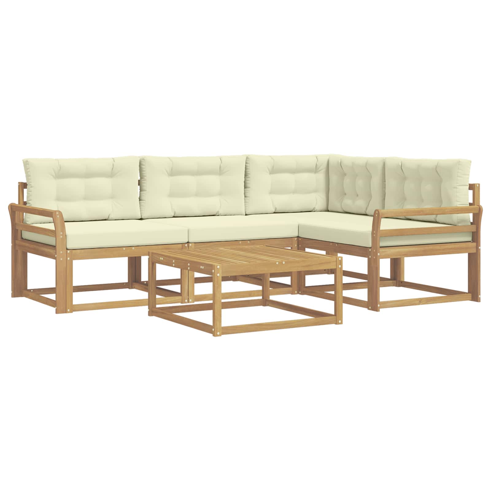 Ensemble de canapés d'extérieur 5 pc Blanc et crème Polyester