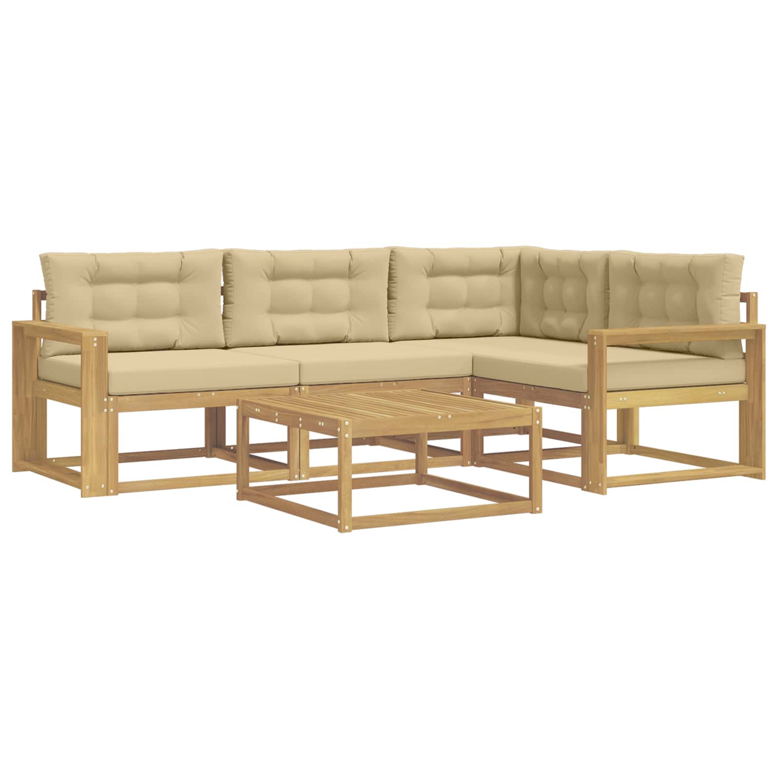 Ensemble de canapés d'extérieur 5 pc Blanc et Beige Polyester