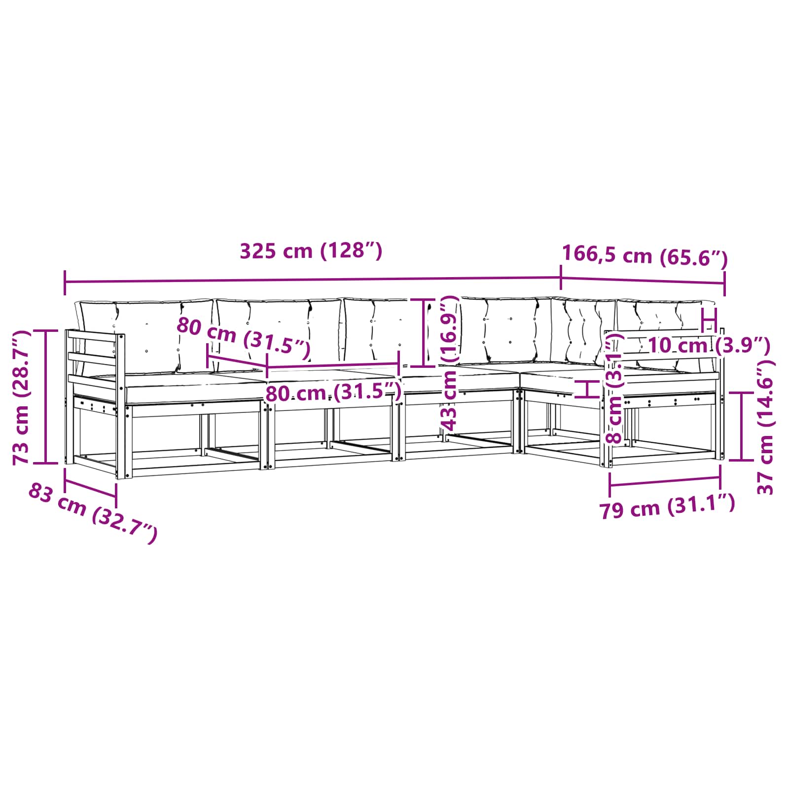 Ensemble de canapés d'extérieur 4 pcs Blanc et Beige Polyester - XIOS