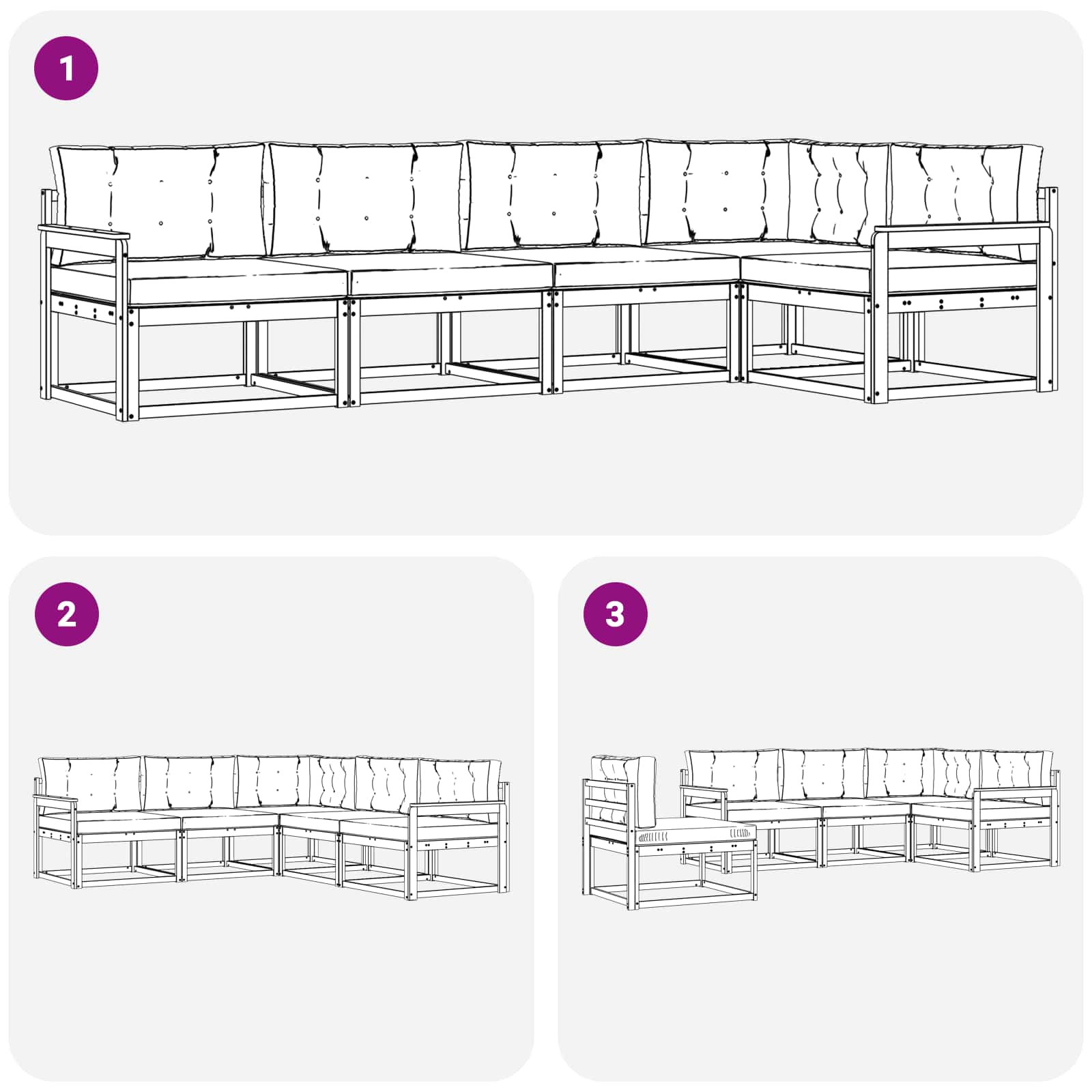 Ensemble de canapés d'extérieur 4 pcs Blanc et gris clair - XIOS