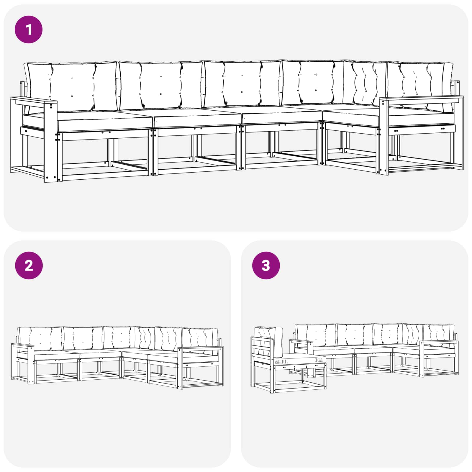 Ensemble de canapés d'extérieur 4 pcs Blanc et crème Polyester - XIOS