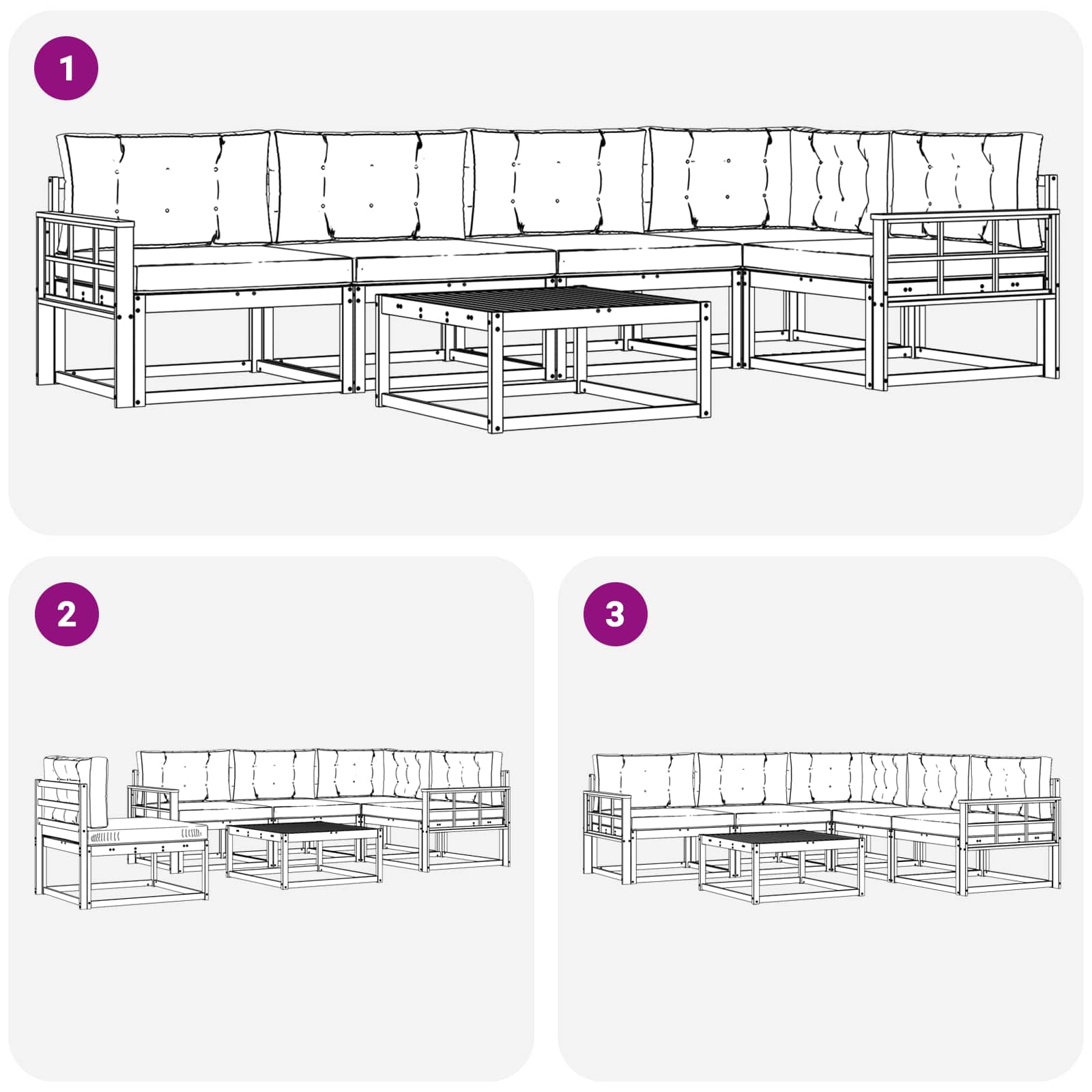 Ensemble de canapés d'extérieur 6 pcs Blanc et anthracite - XIOS