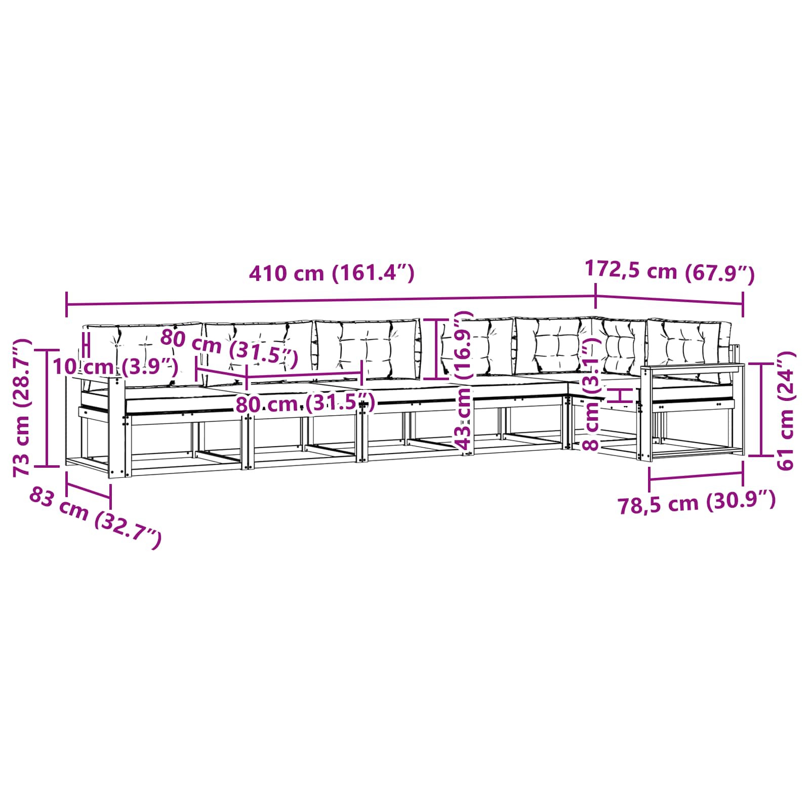 Ensemble de canapés d'extérieur 4 pcs Blanc et gris clair - XIOS
