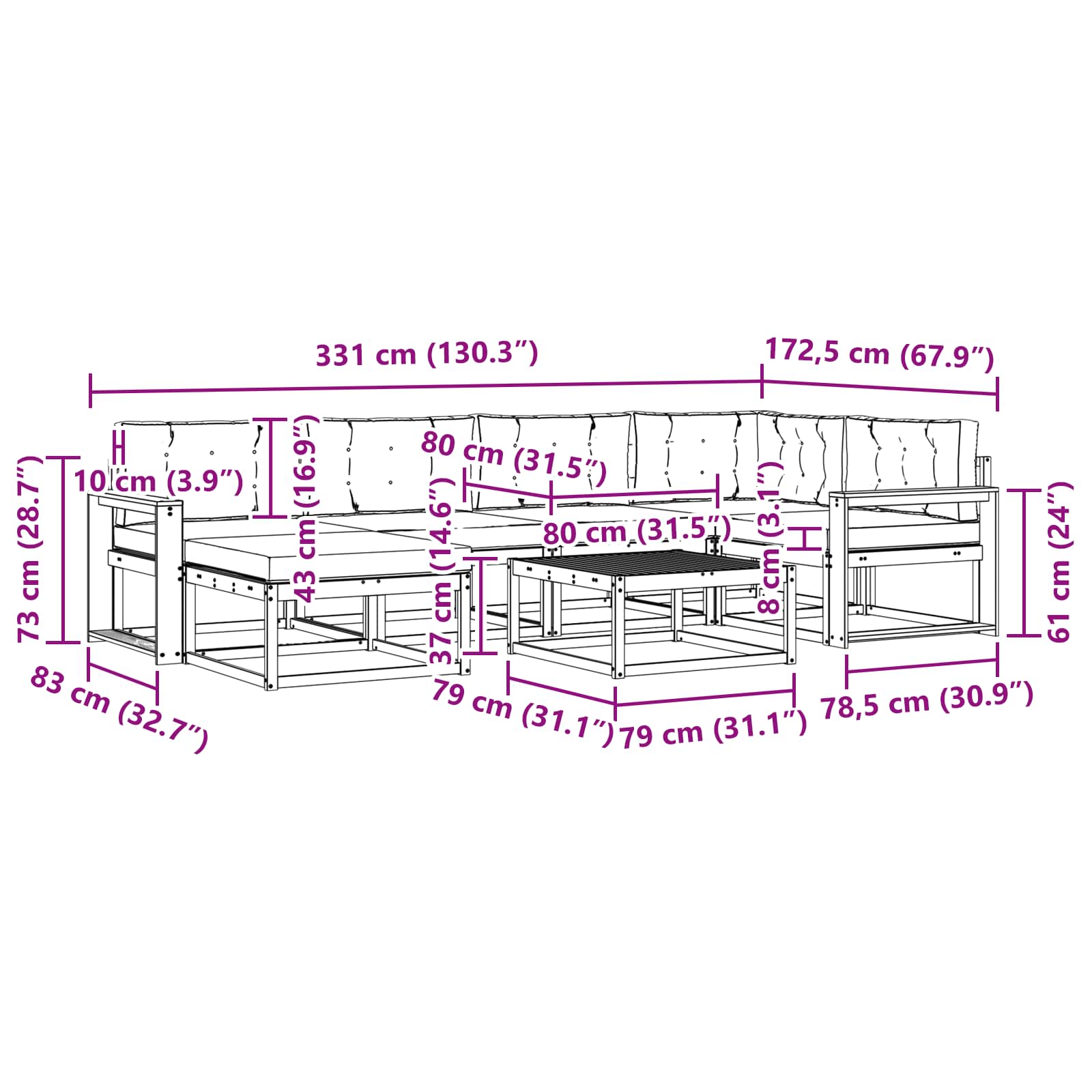 Ensemble de canapés d'extérieur 7 pcs Blanc et Beige - XIOS