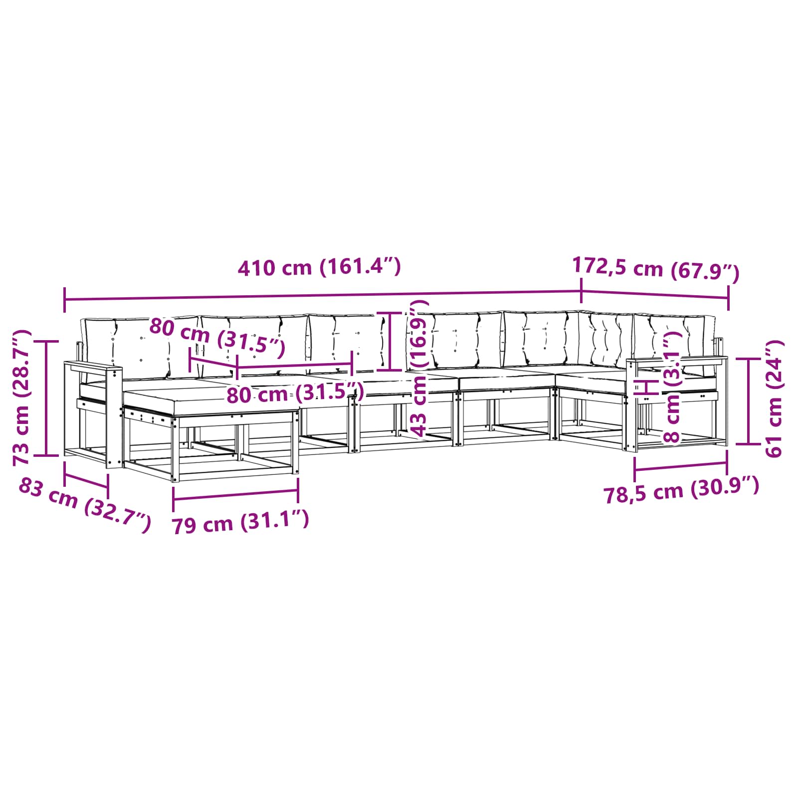 Ensemble de canapés d'extérieur 7 pcs Blanc et Beige - XIOS